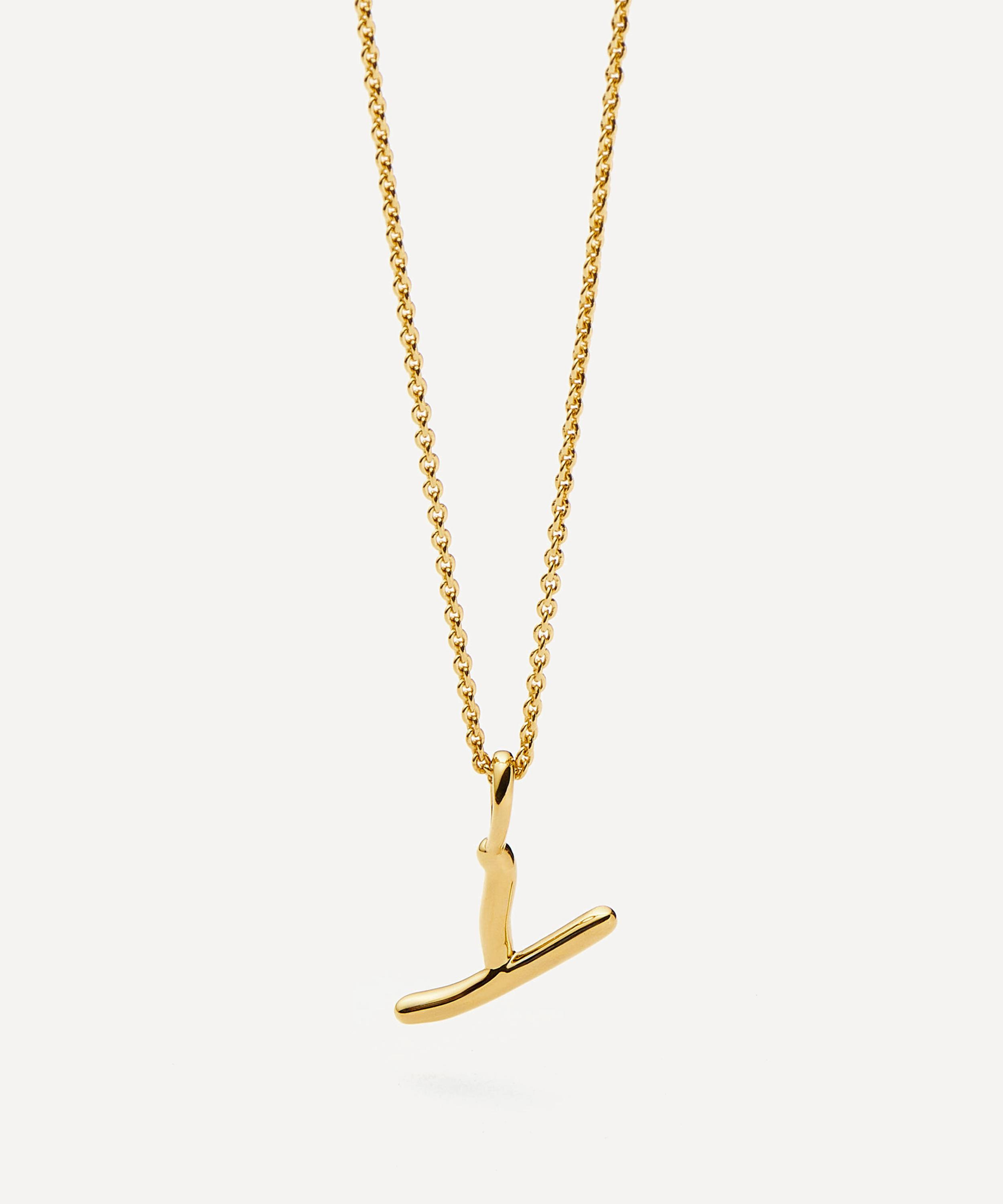 Missoma - 18ct Gold-Plated Vermeil Silver Curly Molten Mini Y Initial Pendant Necklace image number 0