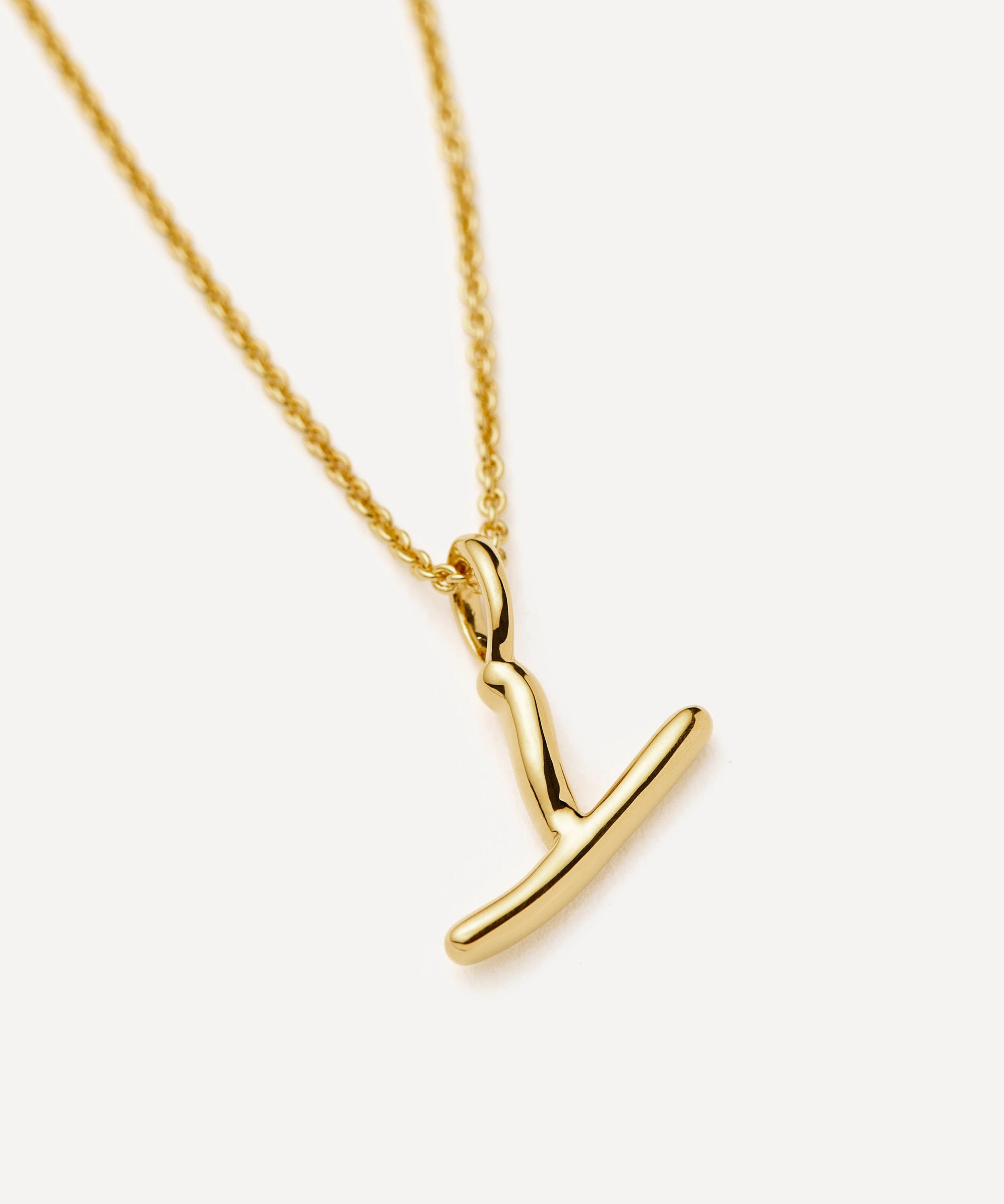 Missoma - 18ct Gold-Plated Vermeil Silver Curly Molten Mini Y Initial Pendant Necklace image number 1