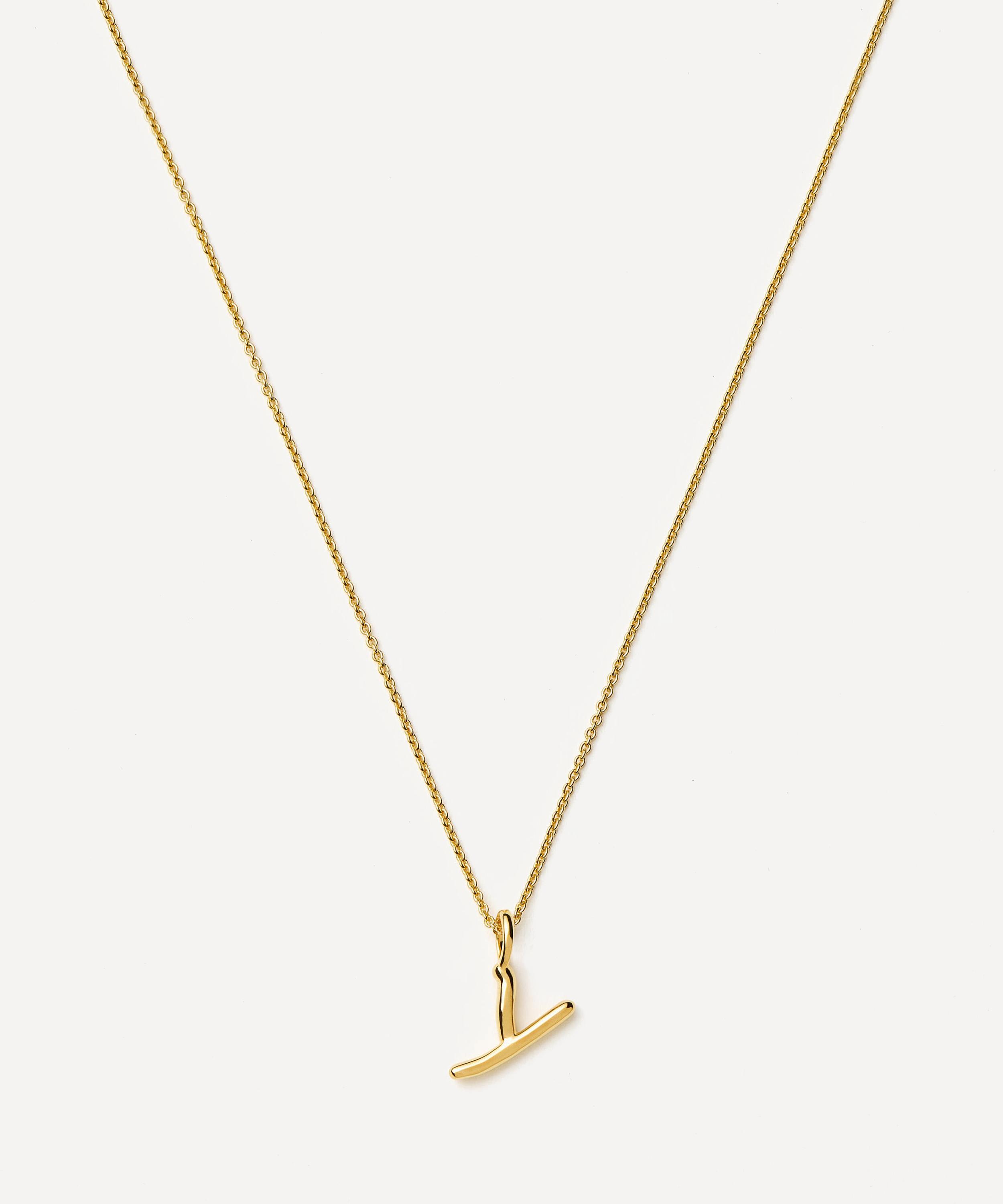 Missoma - 18ct Gold-Plated Vermeil Silver Curly Molten Mini Y Initial Pendant Necklace image number 3