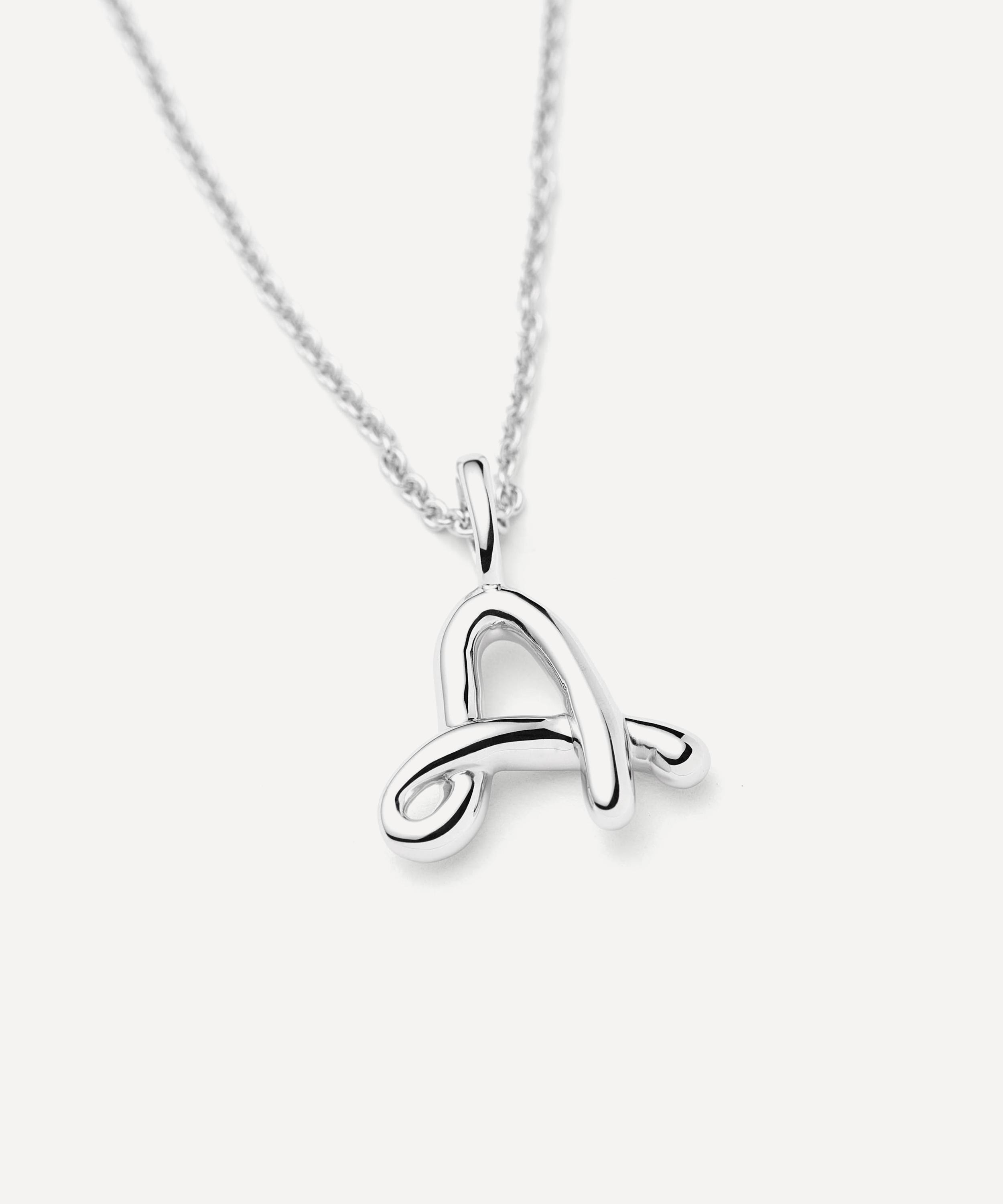 Missoma - Sterling Silver Curly Molten Mini A Initial Pendant Necklace image number 1