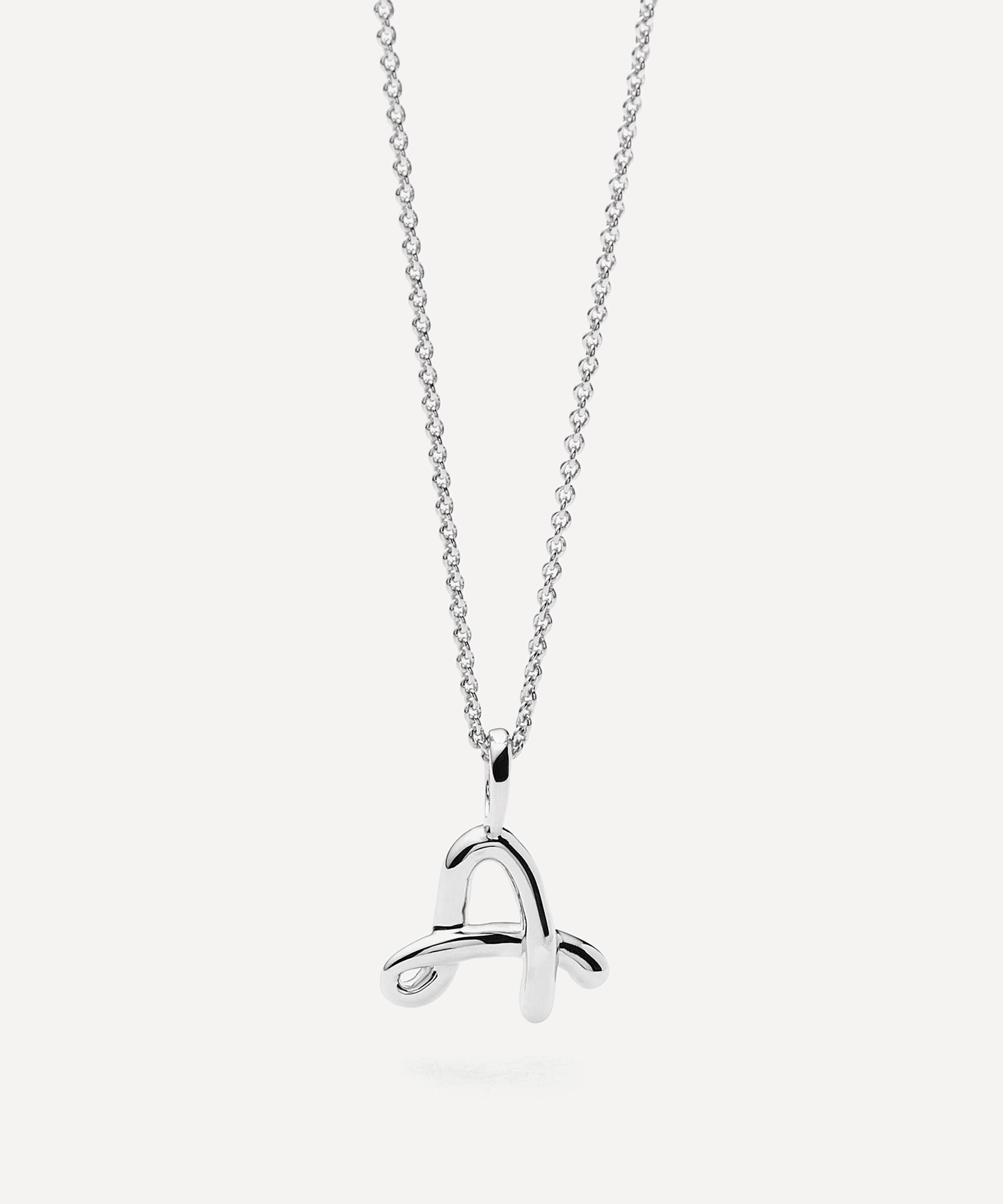 Missoma - Sterling Silver Curly Molten Mini A Initial Pendant Necklace image number 3