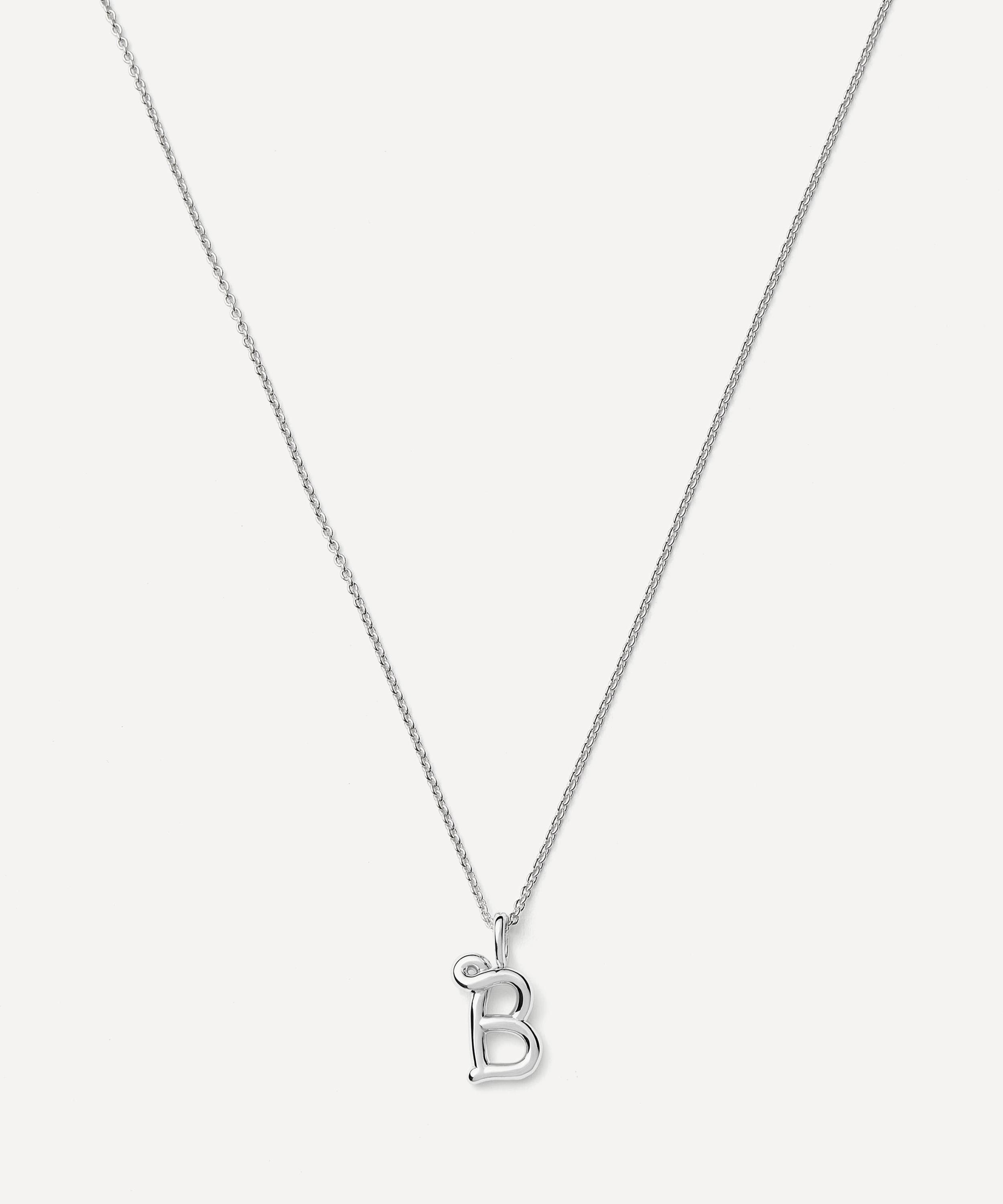 Missoma - Sterling Silver Curly Molten Mini B Initial Pendant Necklace image number 0