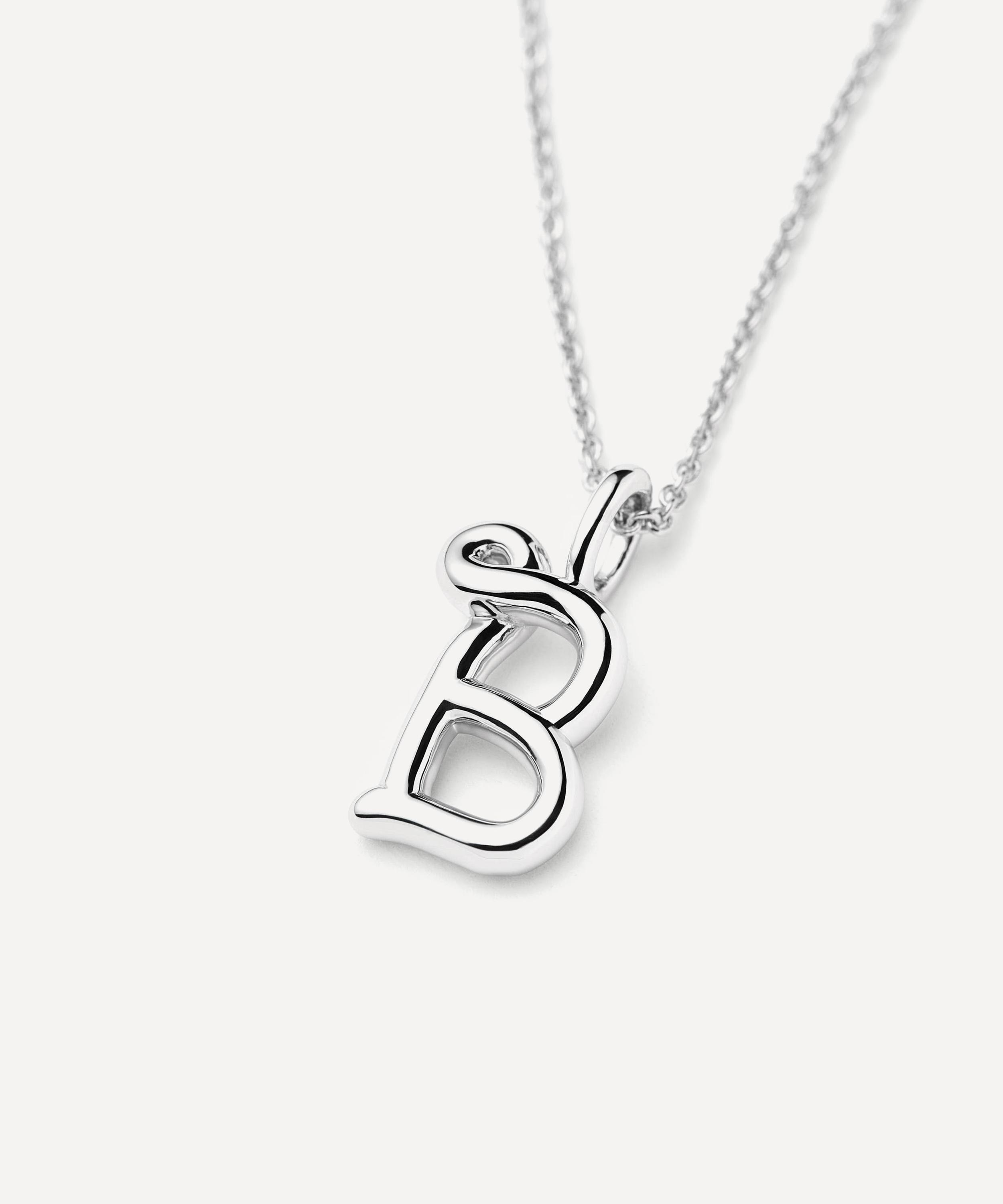 Missoma - Sterling Silver Curly Molten Mini B Initial Pendant Necklace image number 1