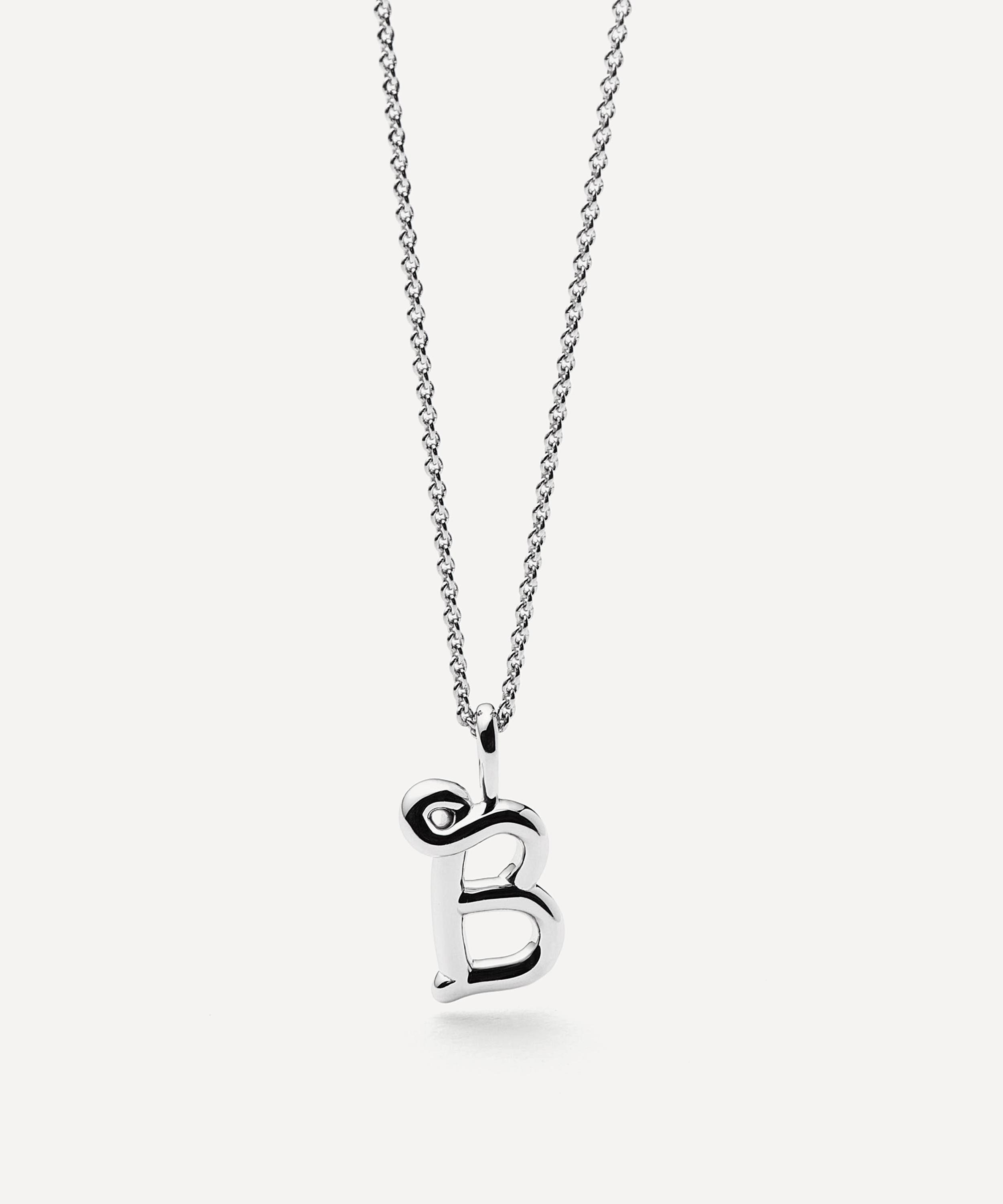Missoma - Sterling Silver Curly Molten Mini B Initial Pendant Necklace image number 3