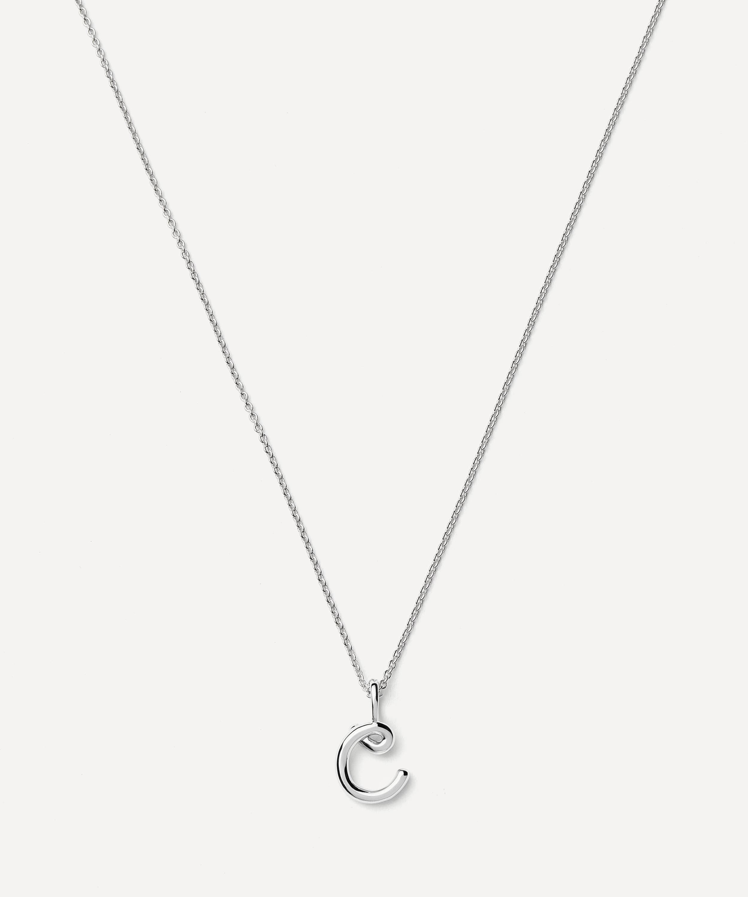 Missoma - Sterling Silver Curly Molten Mini C Initial Pendant Necklace image number 0