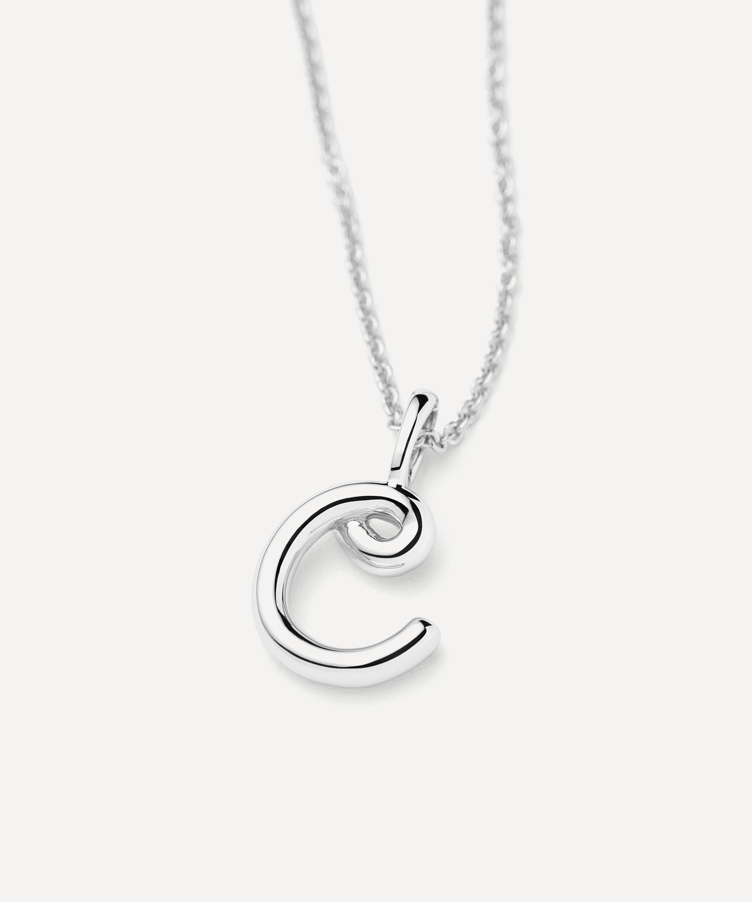 Missoma - Sterling Silver Curly Molten Mini C Initial Pendant Necklace image number 1