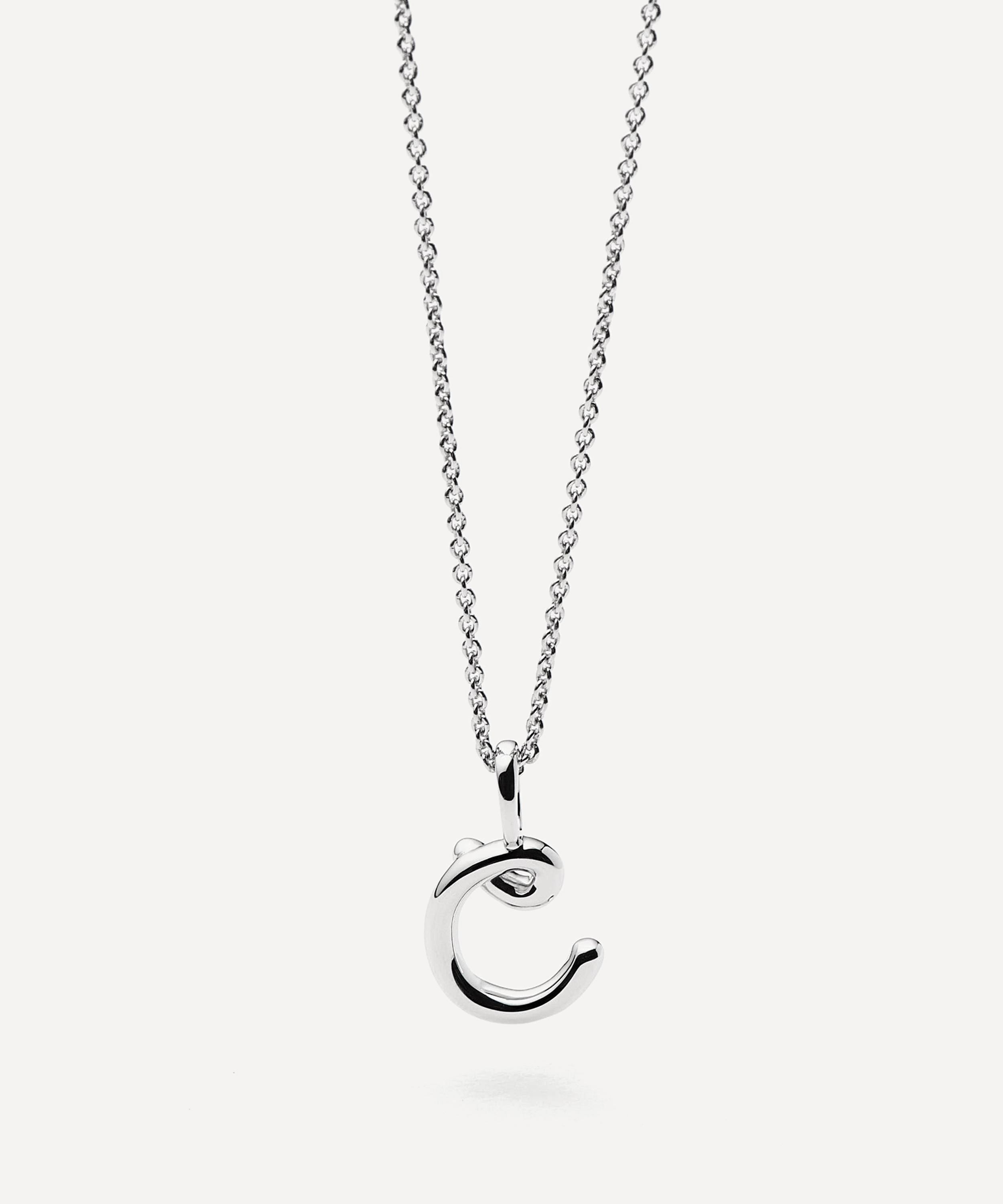 Missoma - Sterling Silver Curly Molten Mini C Initial Pendant Necklace image number 3