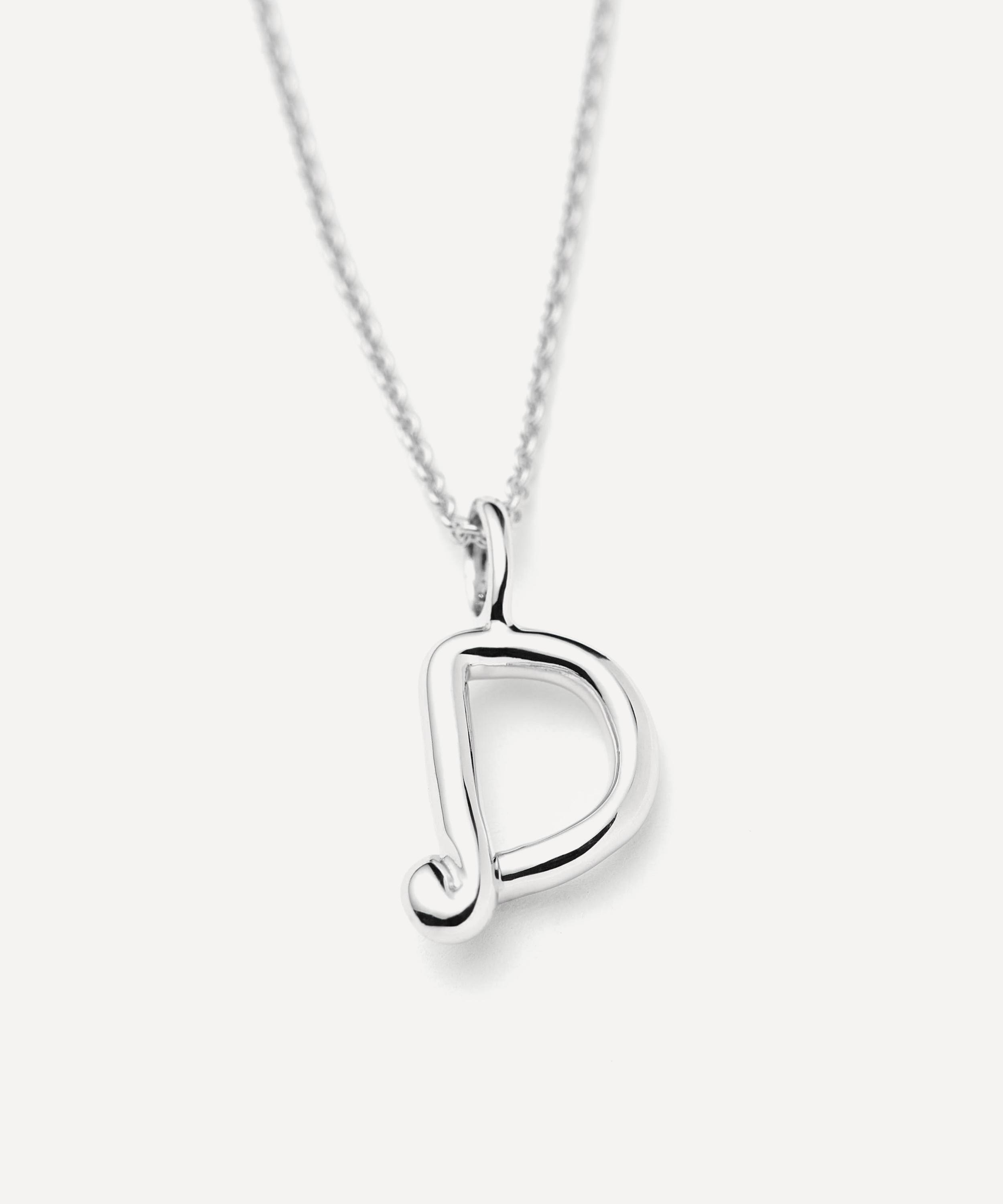 Missoma - Sterling Silver Curly Molten Mini D Initial Pendant Necklace image number 1
