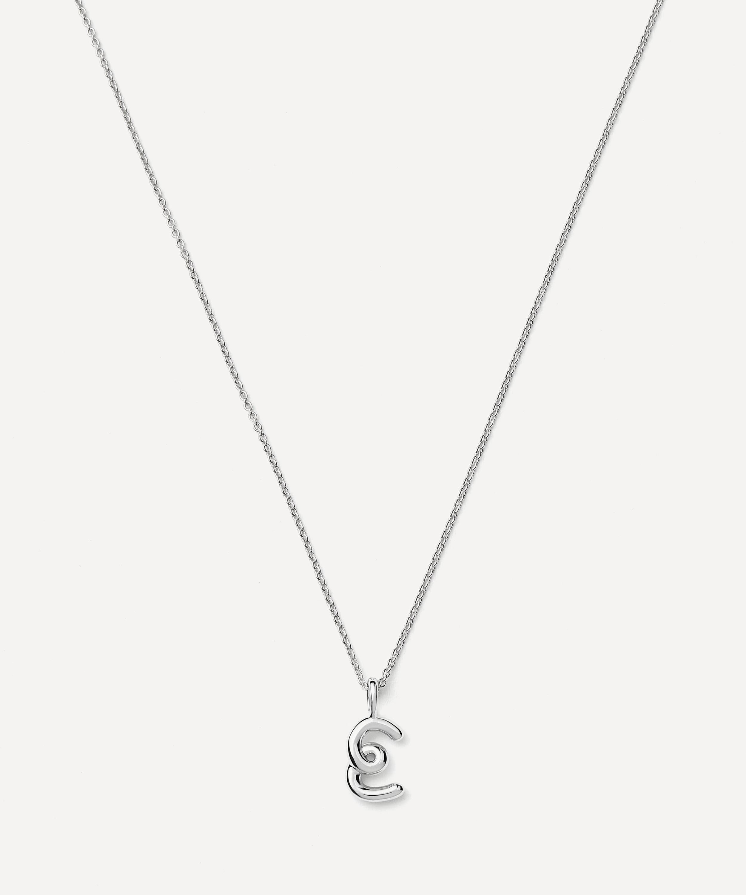 Missoma - Sterling Silver Curly Molten Mini E Initial Pendant Necklace image number 0