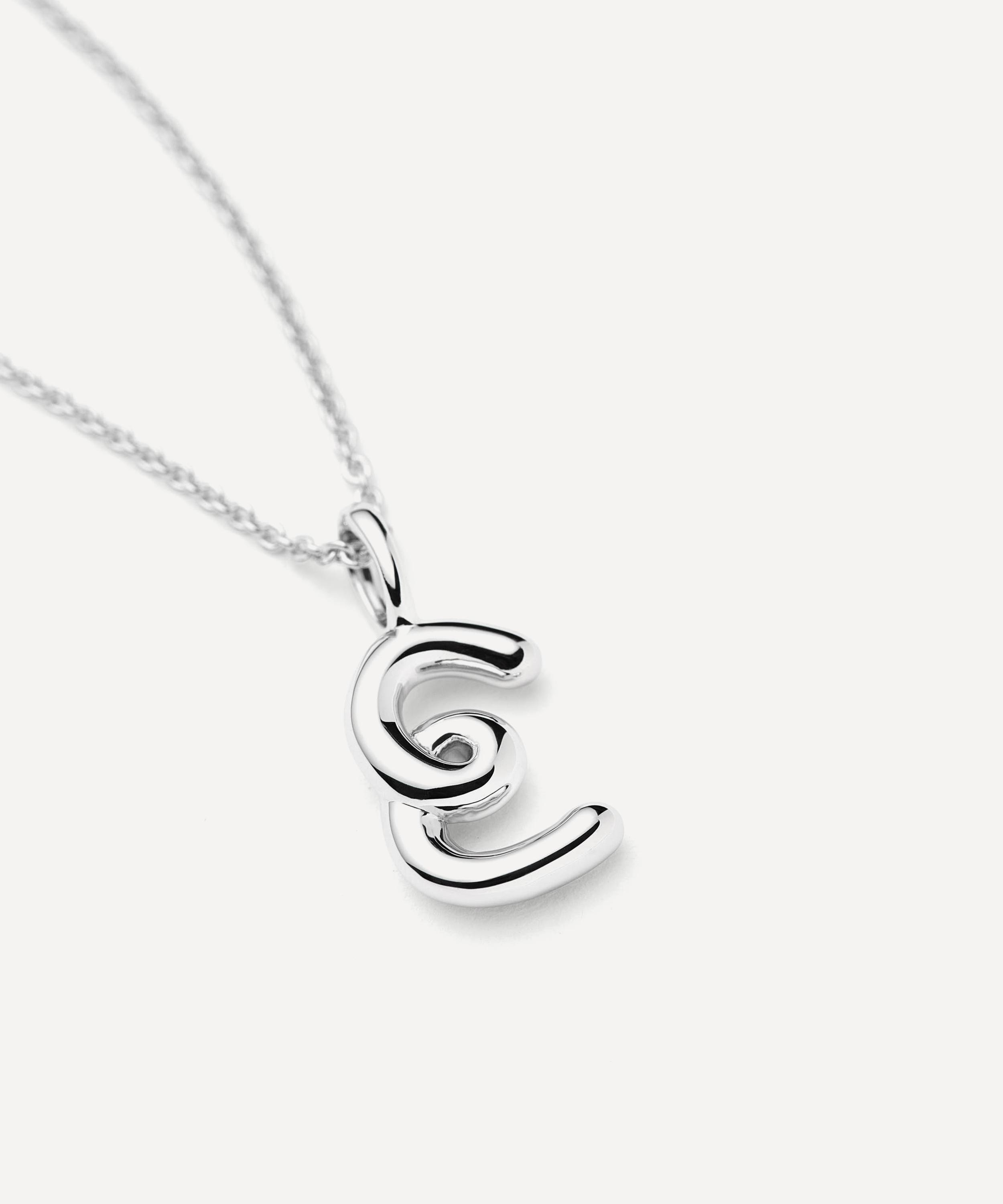 Missoma - Sterling Silver Curly Molten Mini E Initial Pendant Necklace image number 1
