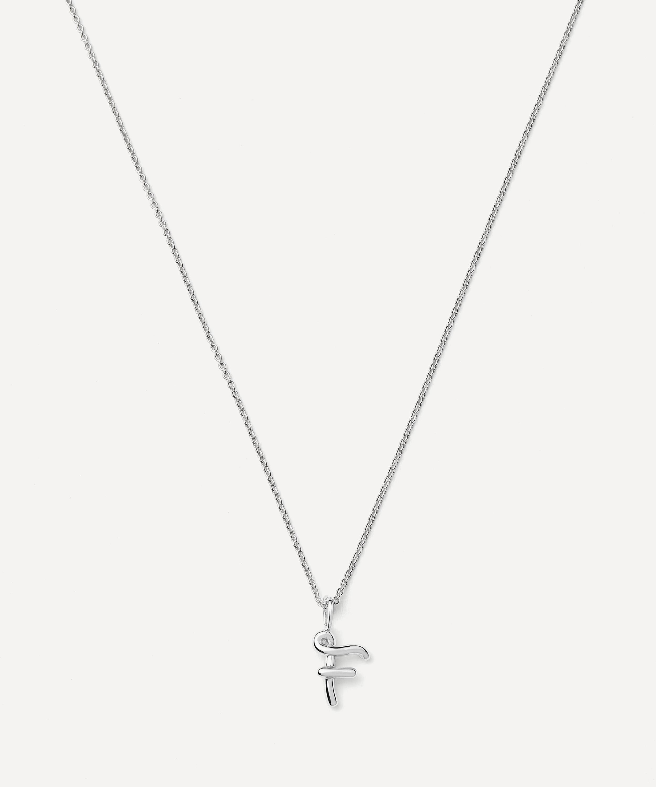 Missoma - Sterling Silver Curly Molten Mini F Initial Pendant Necklace image number 0