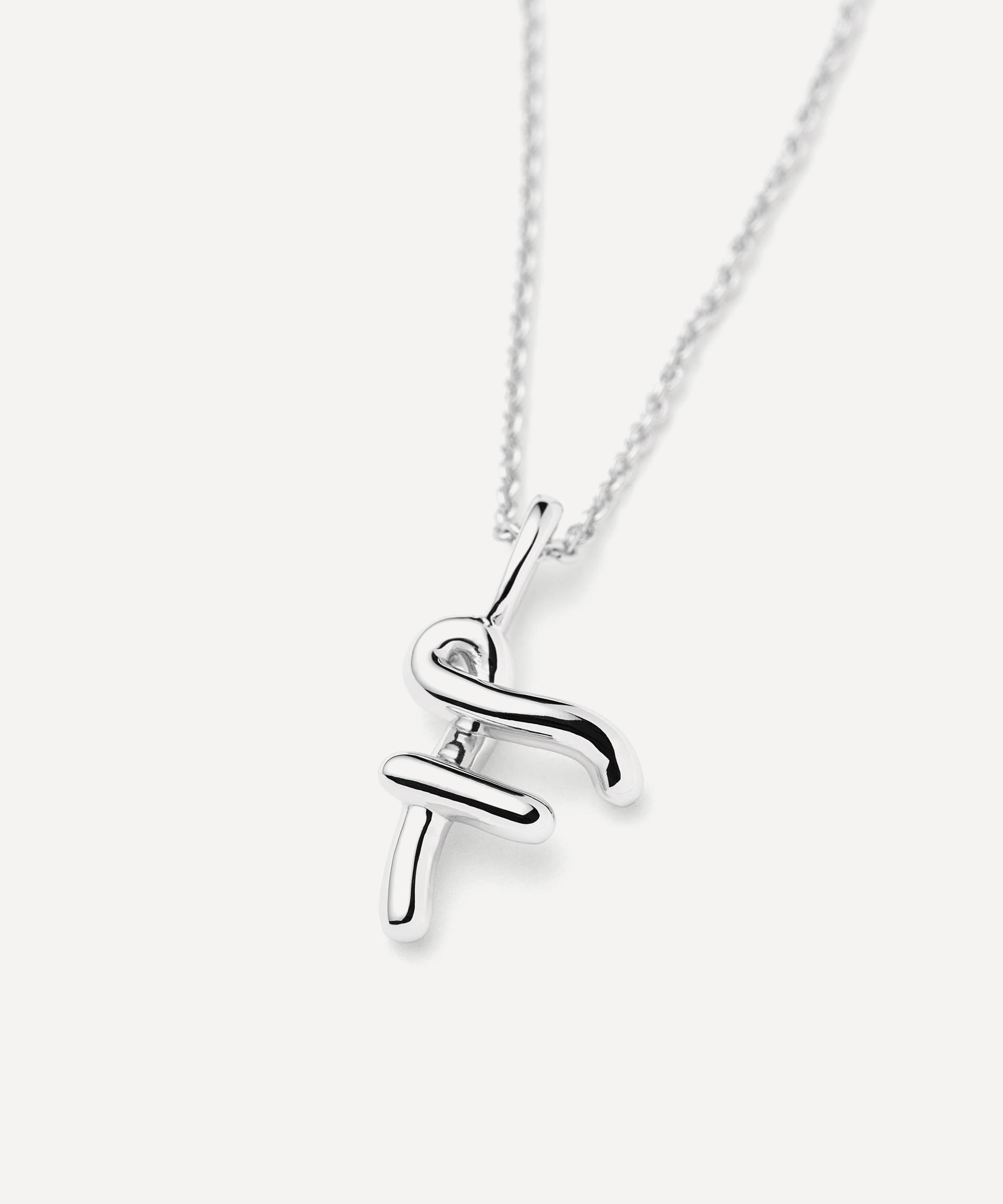 Missoma - Sterling Silver Curly Molten Mini F Initial Pendant Necklace image number 1