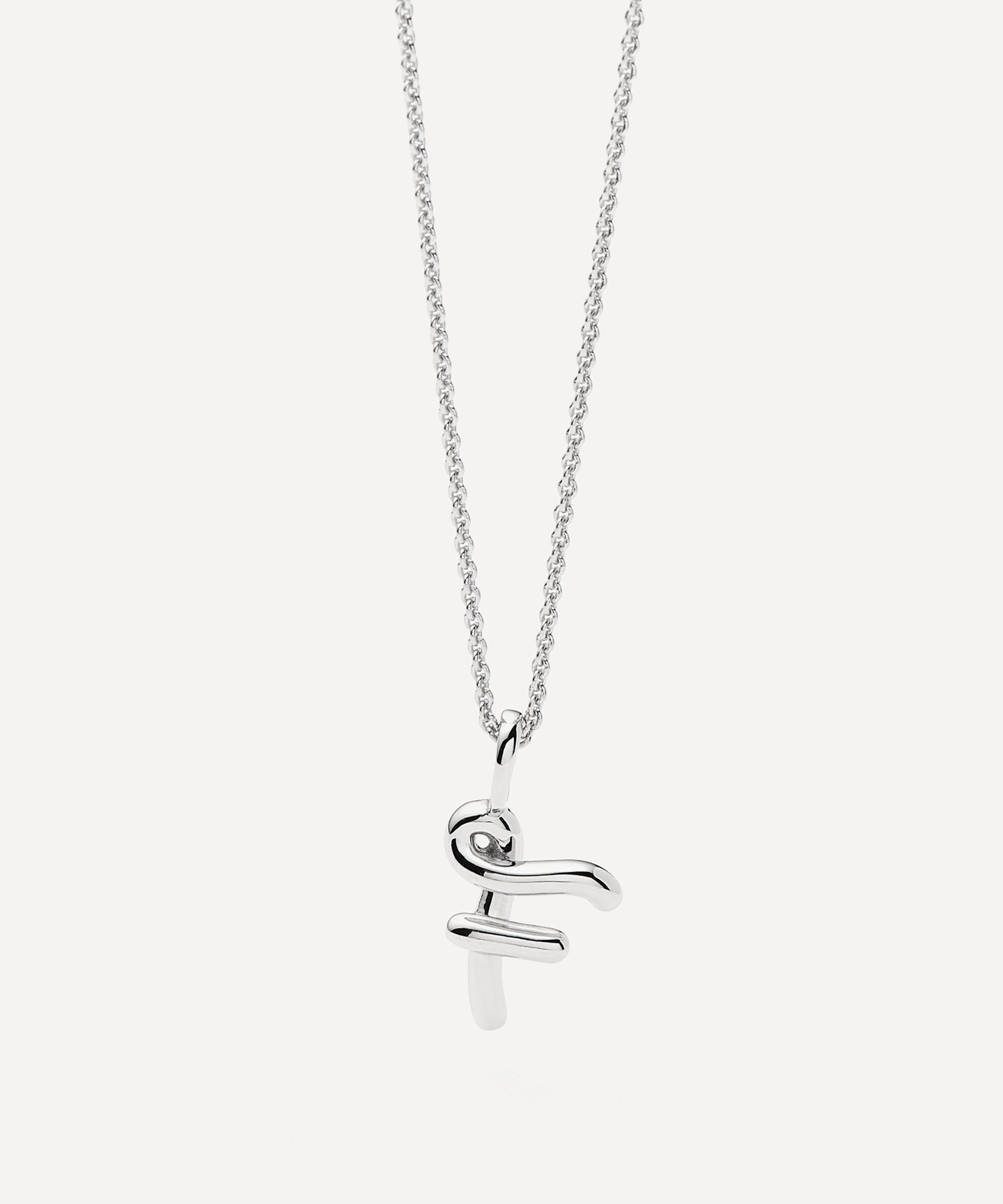 Missoma - Sterling Silver Curly Molten Mini F Initial Pendant Necklace image number 3
