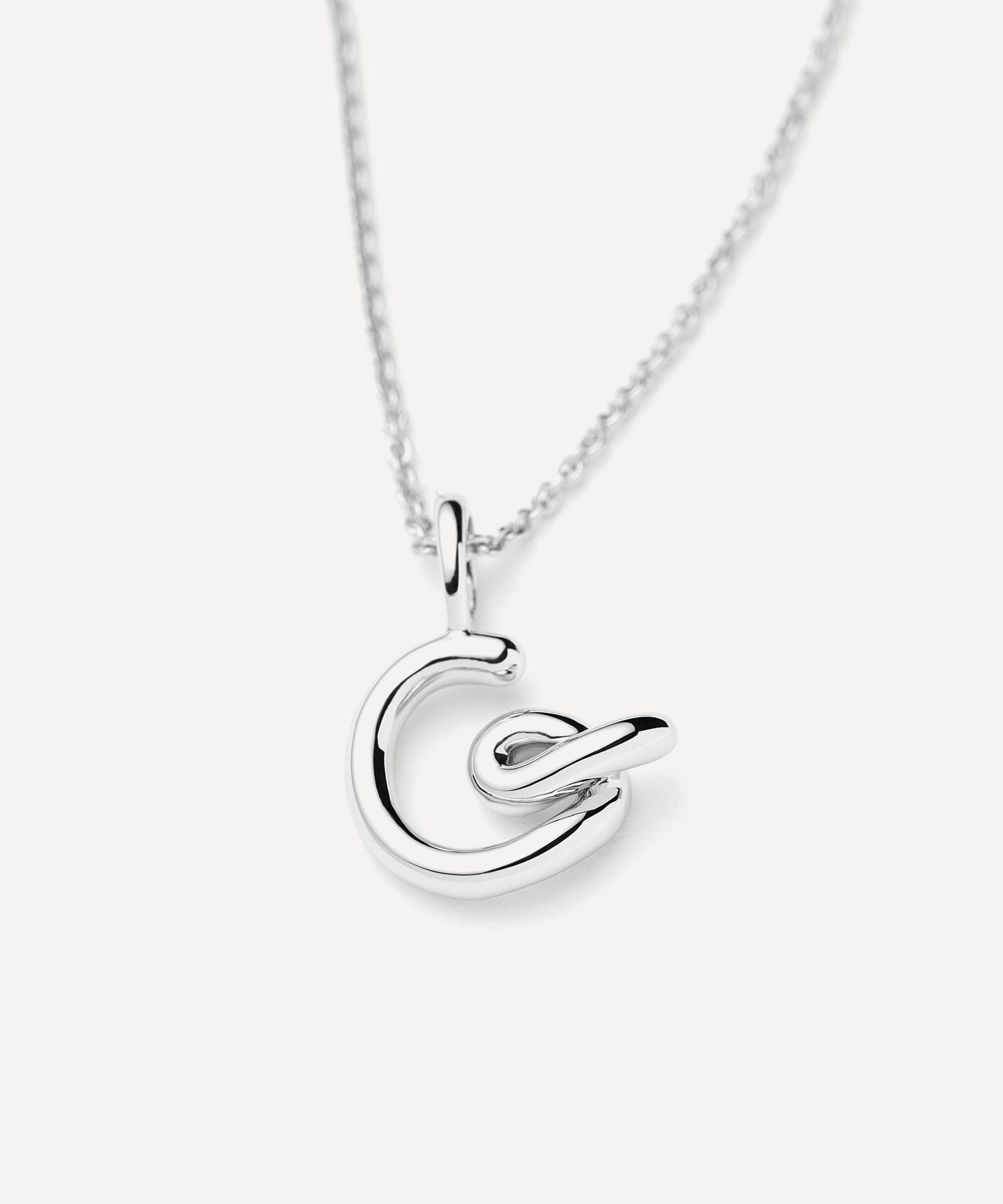 Missoma - Sterling Silver Curly Molten Mini G Initial Pendant Necklace image number 1