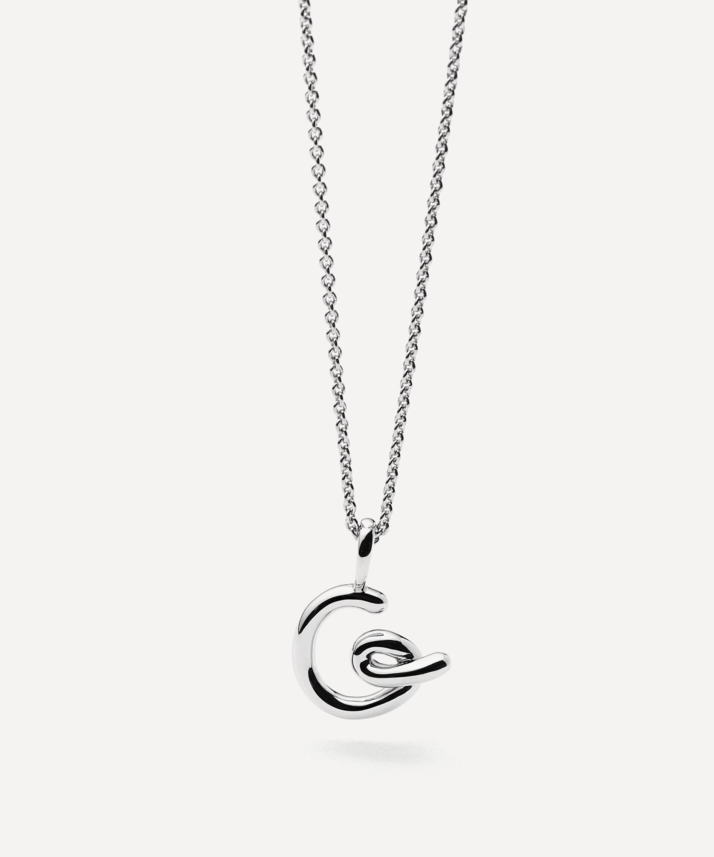 Missoma - Sterling Silver Curly Molten Mini G Initial Pendant Necklace image number 3
