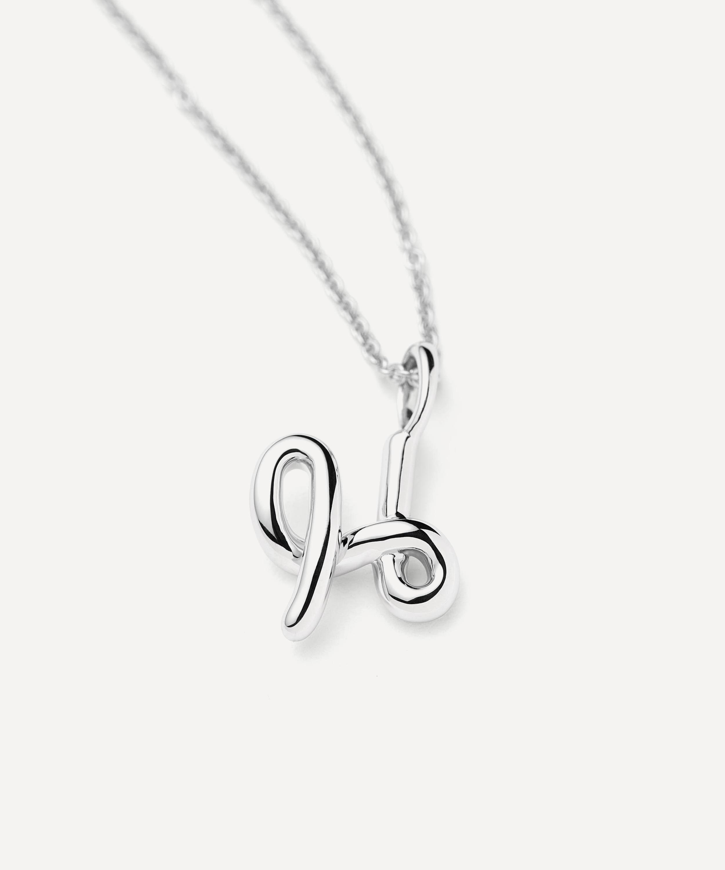Missoma - Sterling Silver Curly Molten Mini H Initial Pendant Necklace image number 1