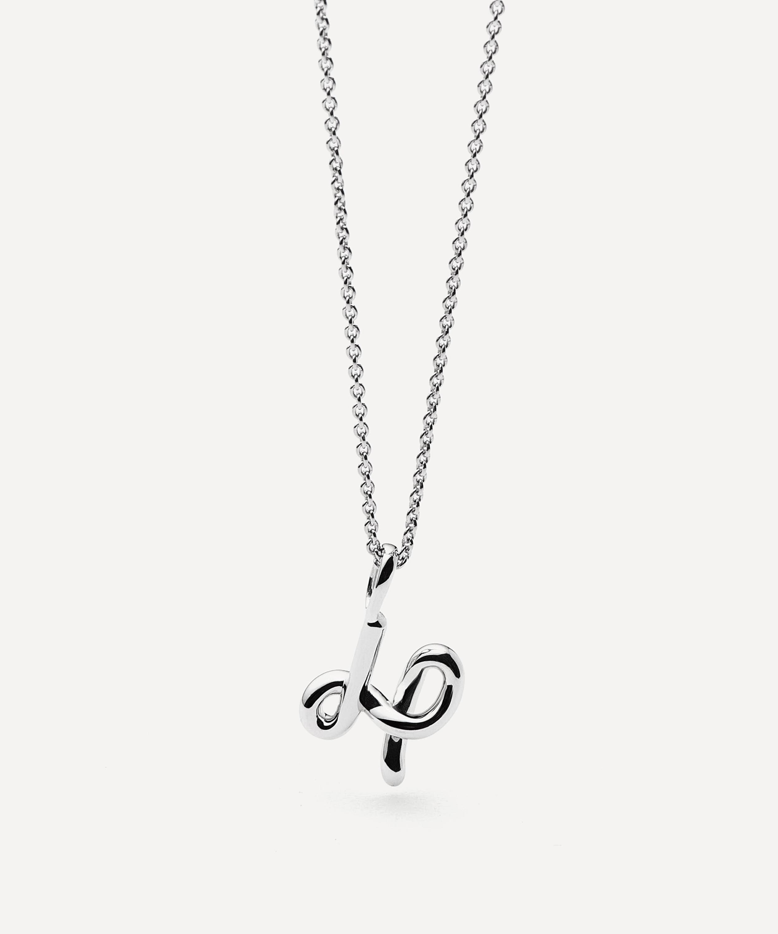 Missoma - Sterling Silver Curly Molten Mini H Initial Pendant Necklace image number 3