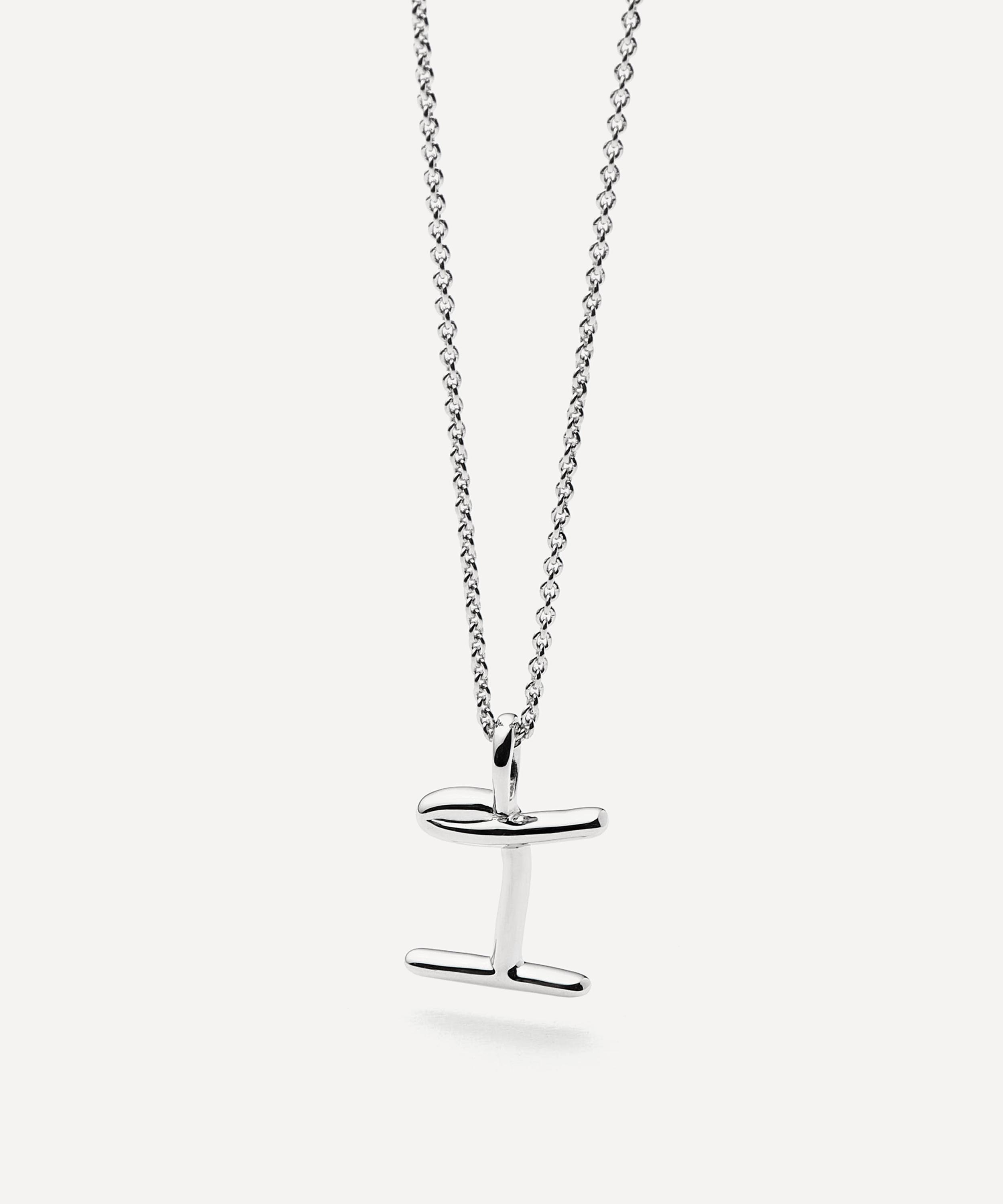 Missoma - Sterling Silver Curly Molten Mini I Initial Pendant Necklace image number 3