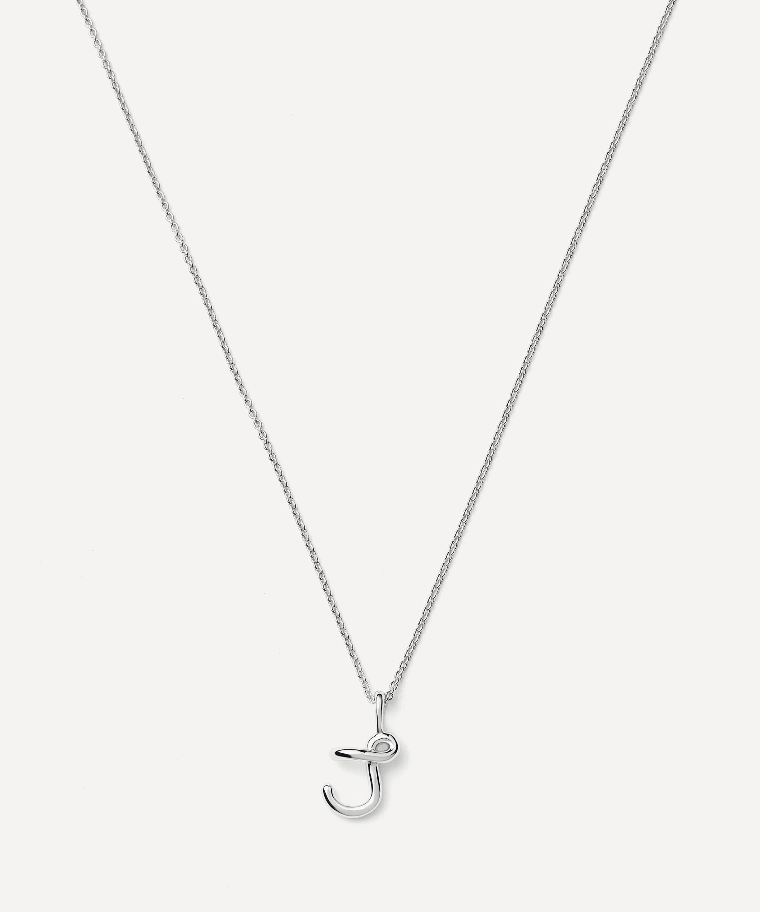 Missoma - Sterling Silver Curly Molten Mini J Initial Pendant Necklace image number 0
