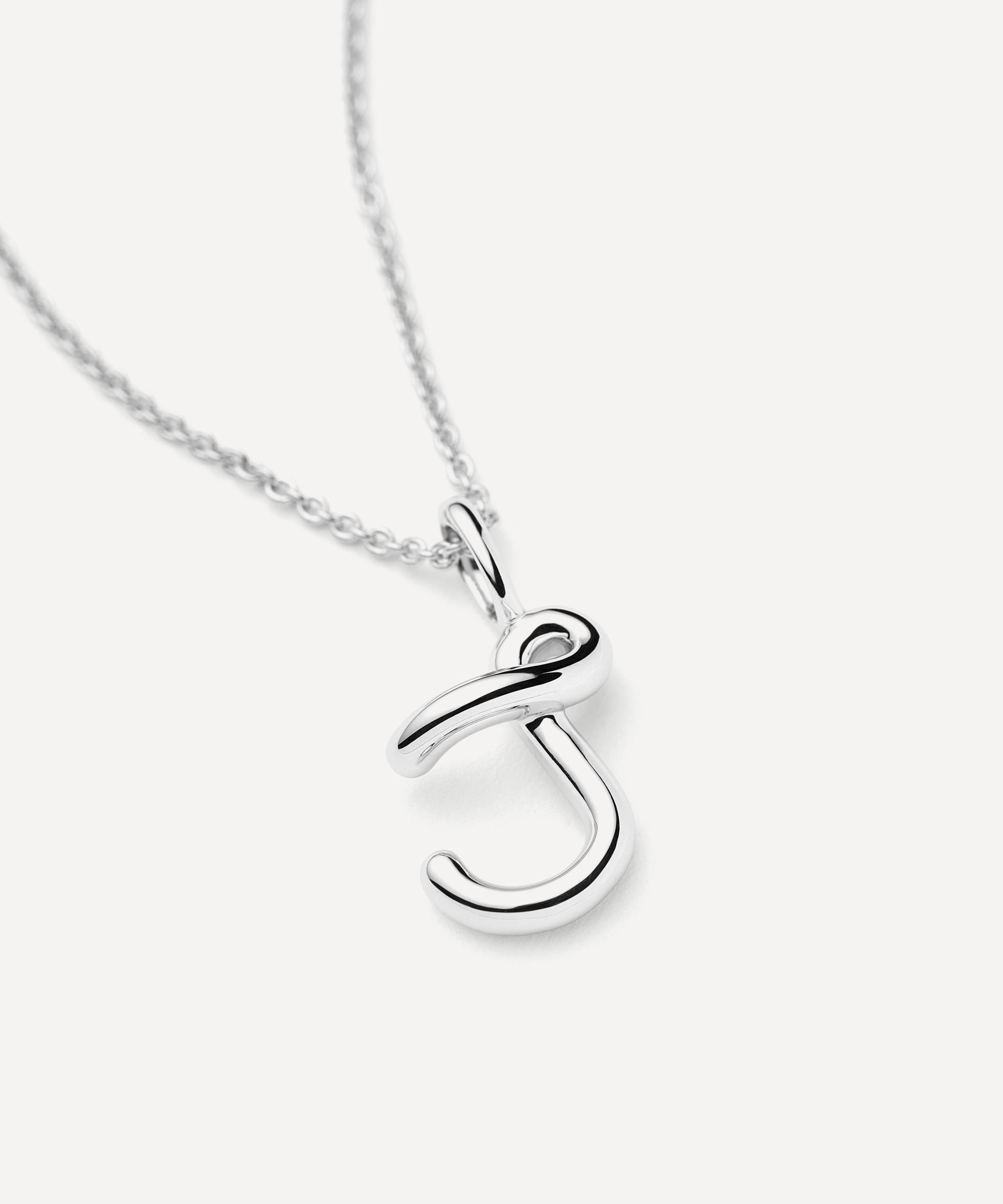 Missoma - Sterling Silver Curly Molten Mini J Initial Pendant Necklace image number 1