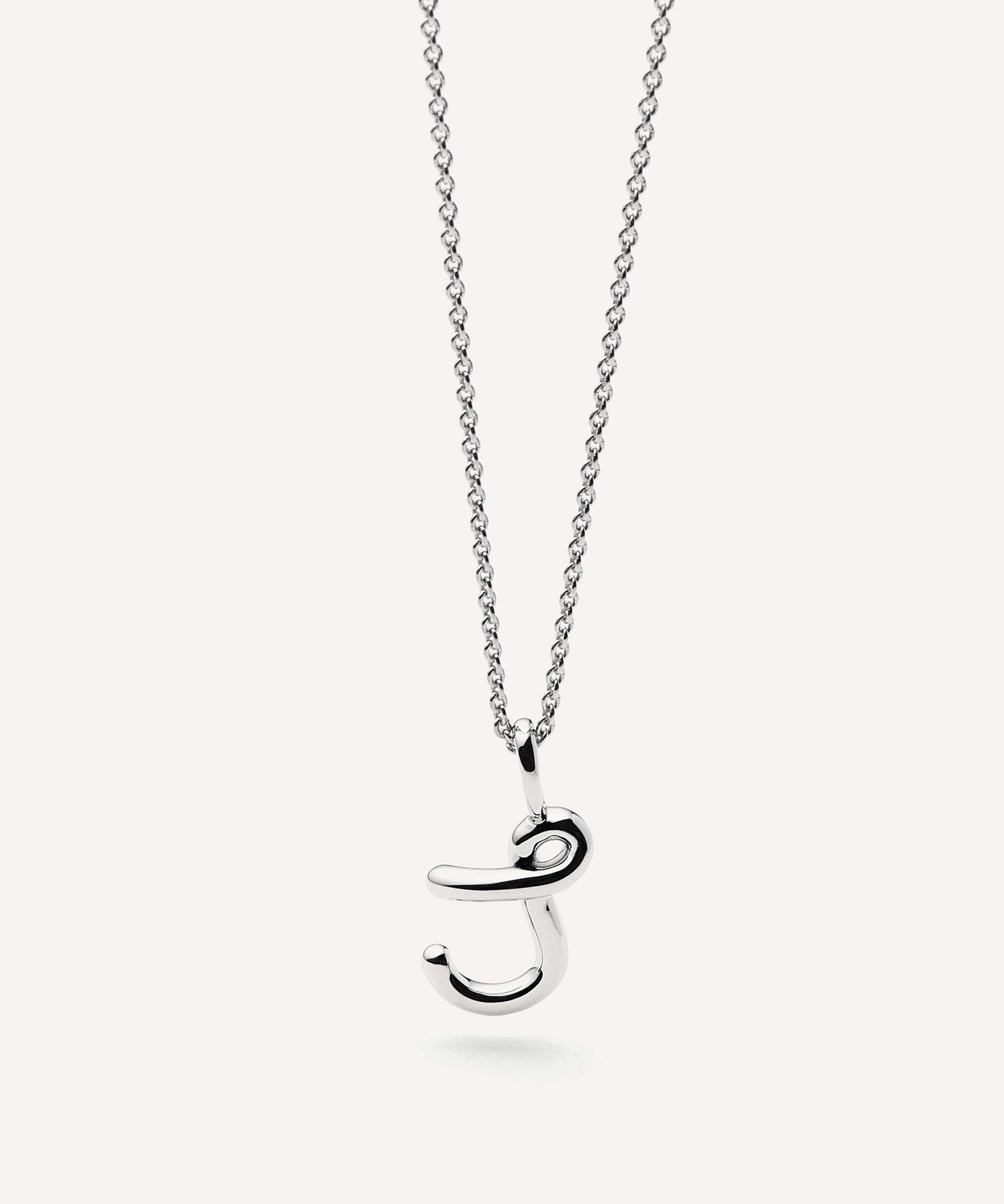 Missoma - Sterling Silver Curly Molten Mini J Initial Pendant Necklace image number 3