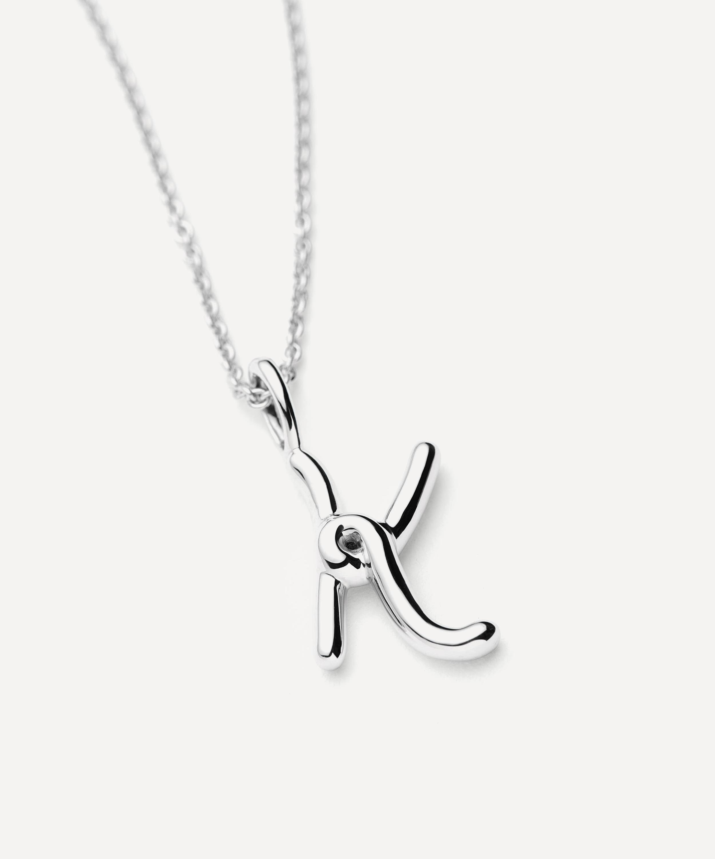 Missoma - Sterling Silver Curly Molten Mini K Initial Pendant Necklace image number 1