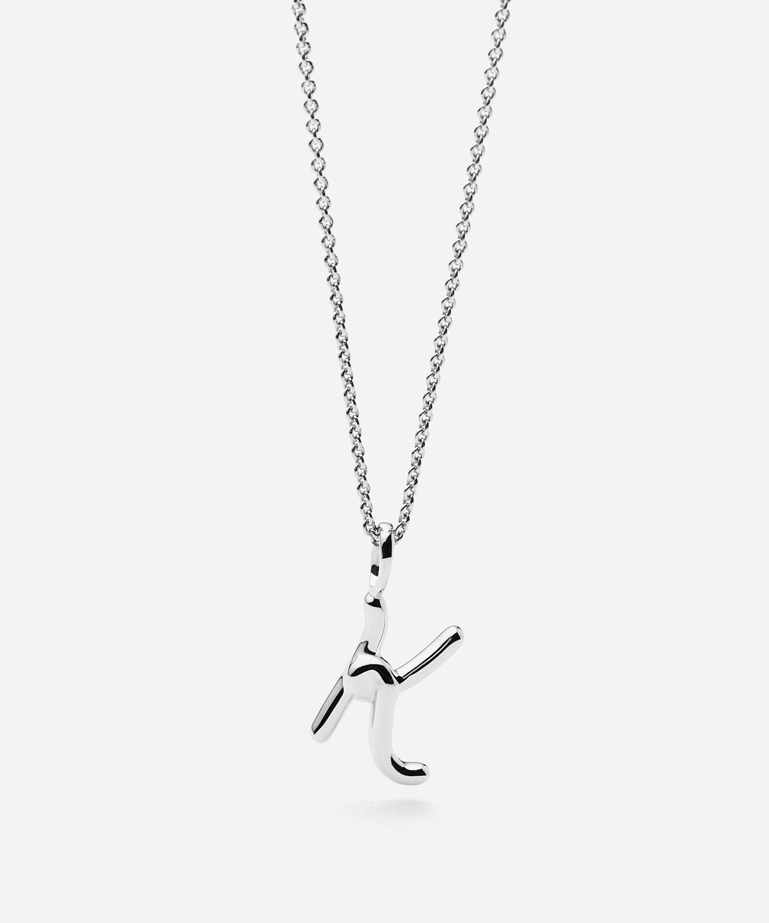 Missoma - Sterling Silver Curly Molten Mini K Initial Pendant Necklace image number 3