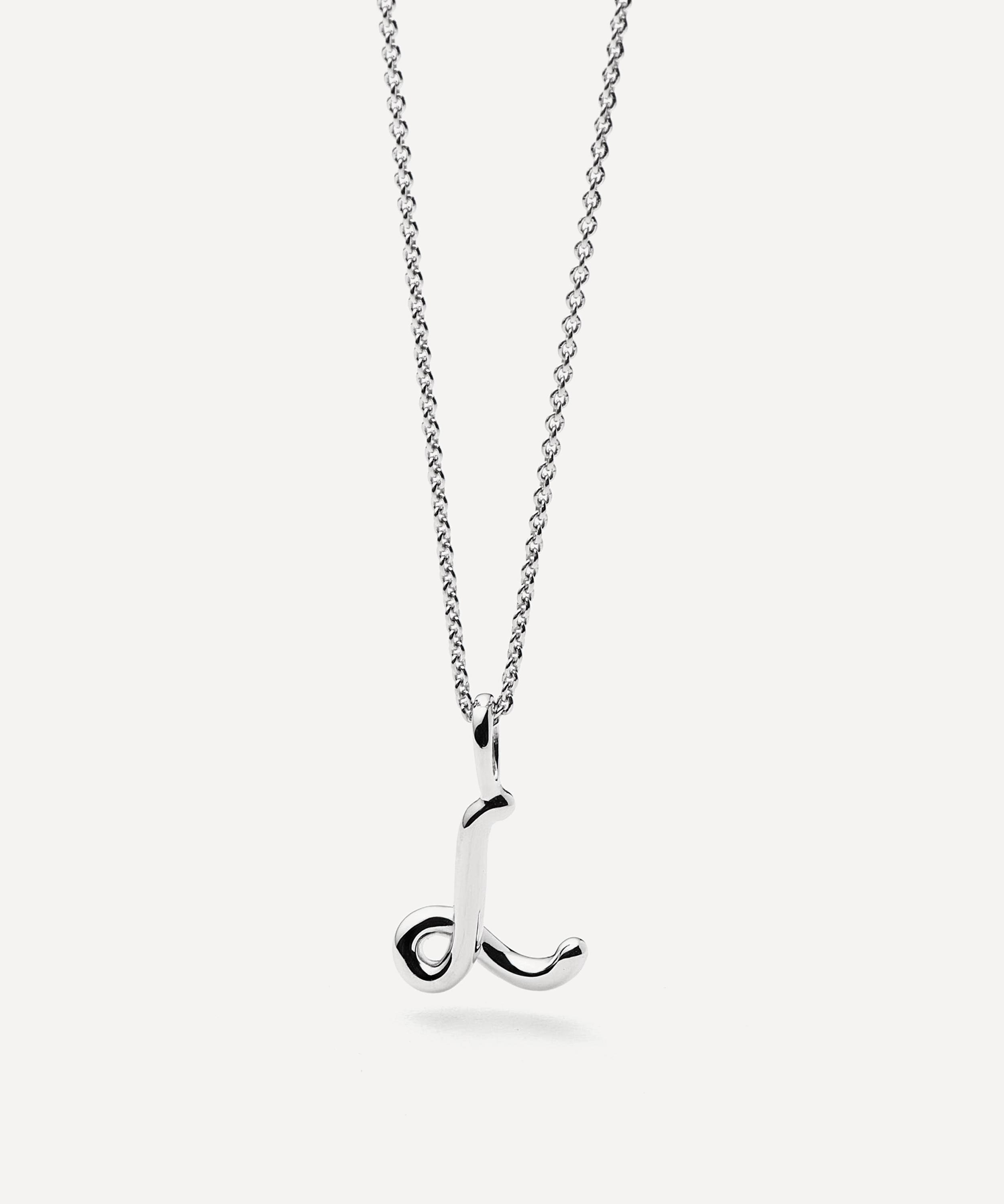 Missoma - Sterling Silver Curly Molten Mini L Initial Pendant Necklace image number 3