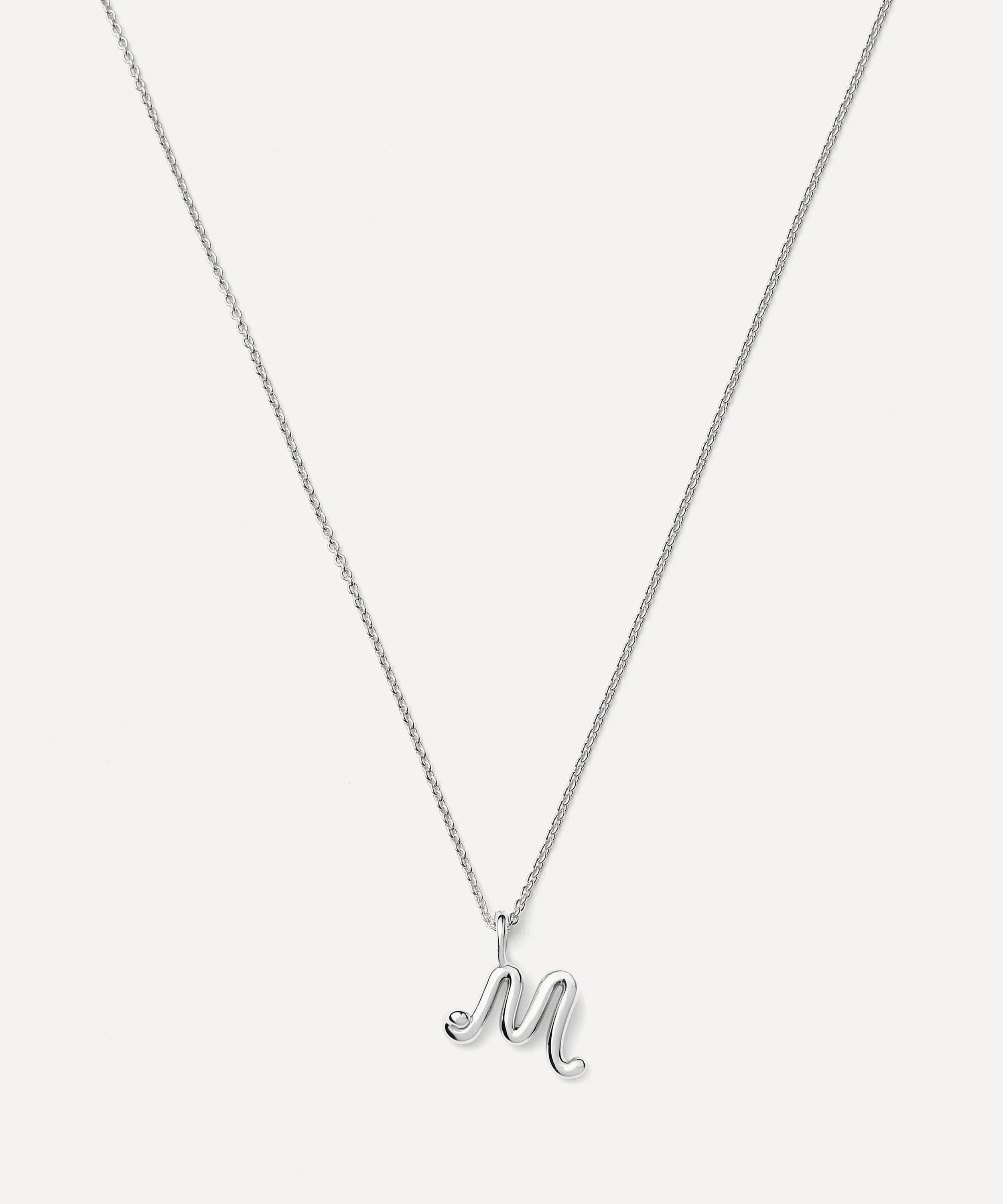 Missoma - Sterling Silver Curly Molten Mini M Initial Pendant Necklace