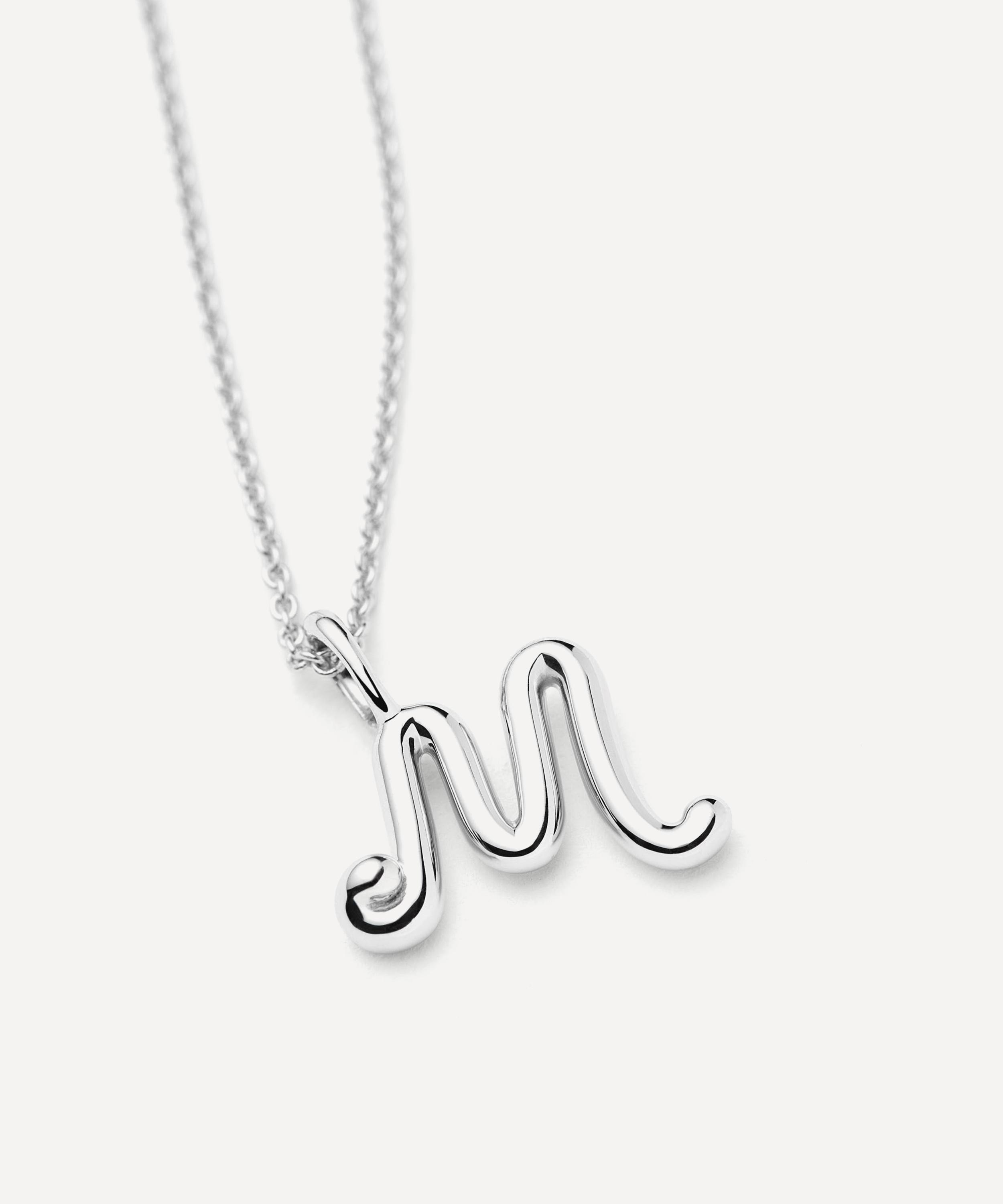 Missoma - Sterling Silver Curly Molten Mini M Initial Pendant Necklace image number 1