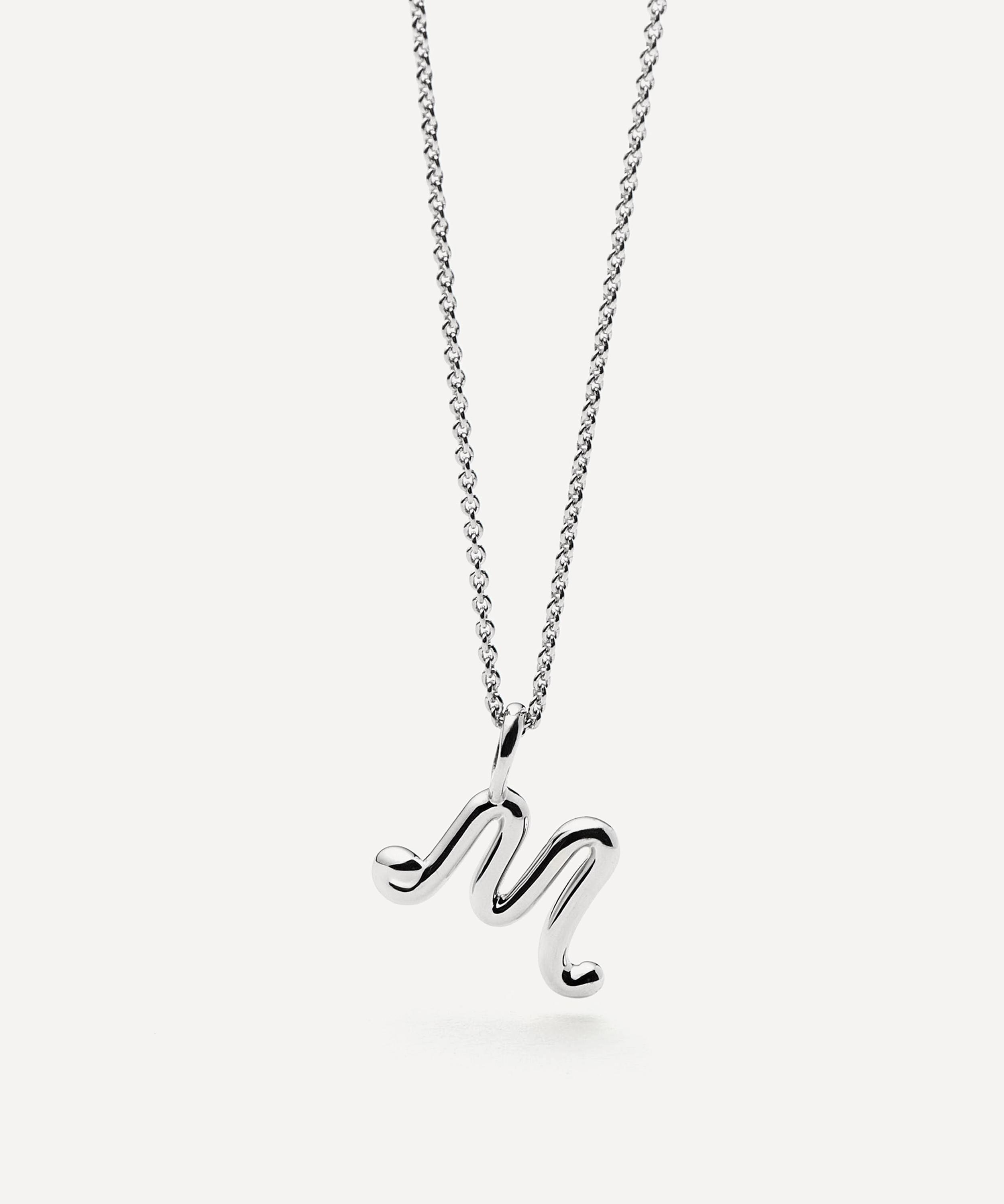 Missoma - Sterling Silver Curly Molten Mini M Initial Pendant Necklace image number 3