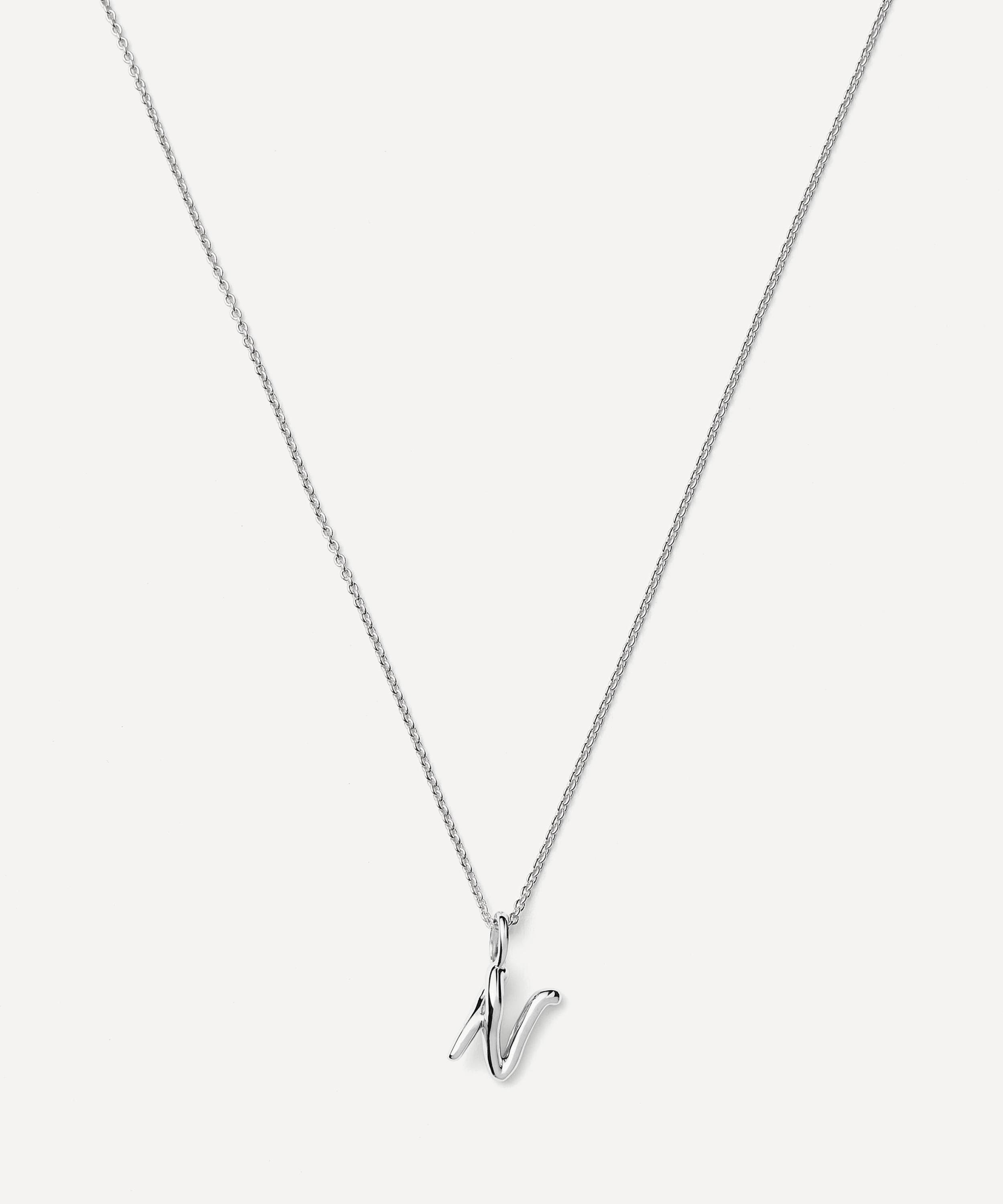Missoma Sterling Silver Curly Molten Mini N Initial Pendant