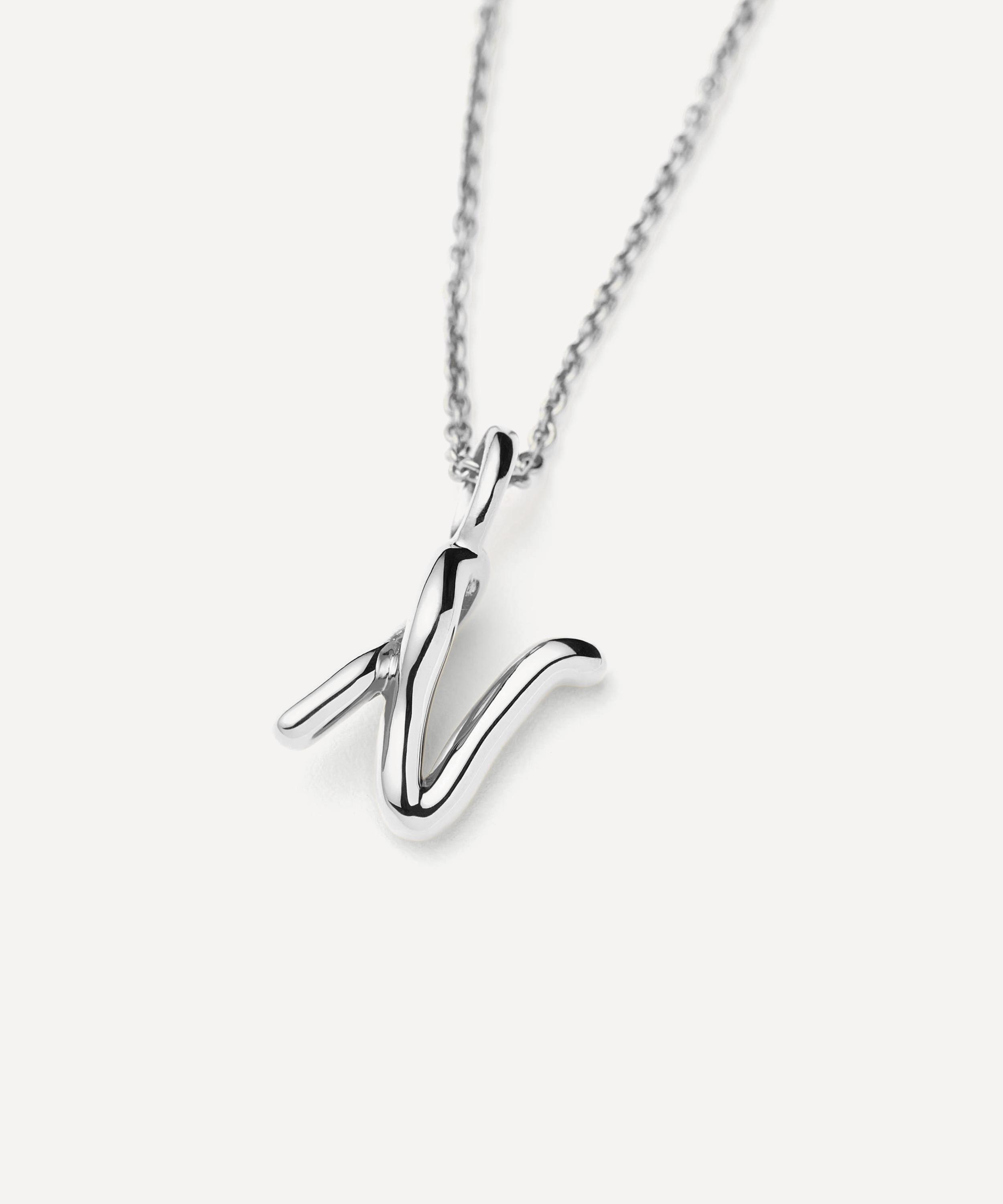 Missoma - Sterling Silver Curly Molten Mini N Initial Pendant Necklace image number 1