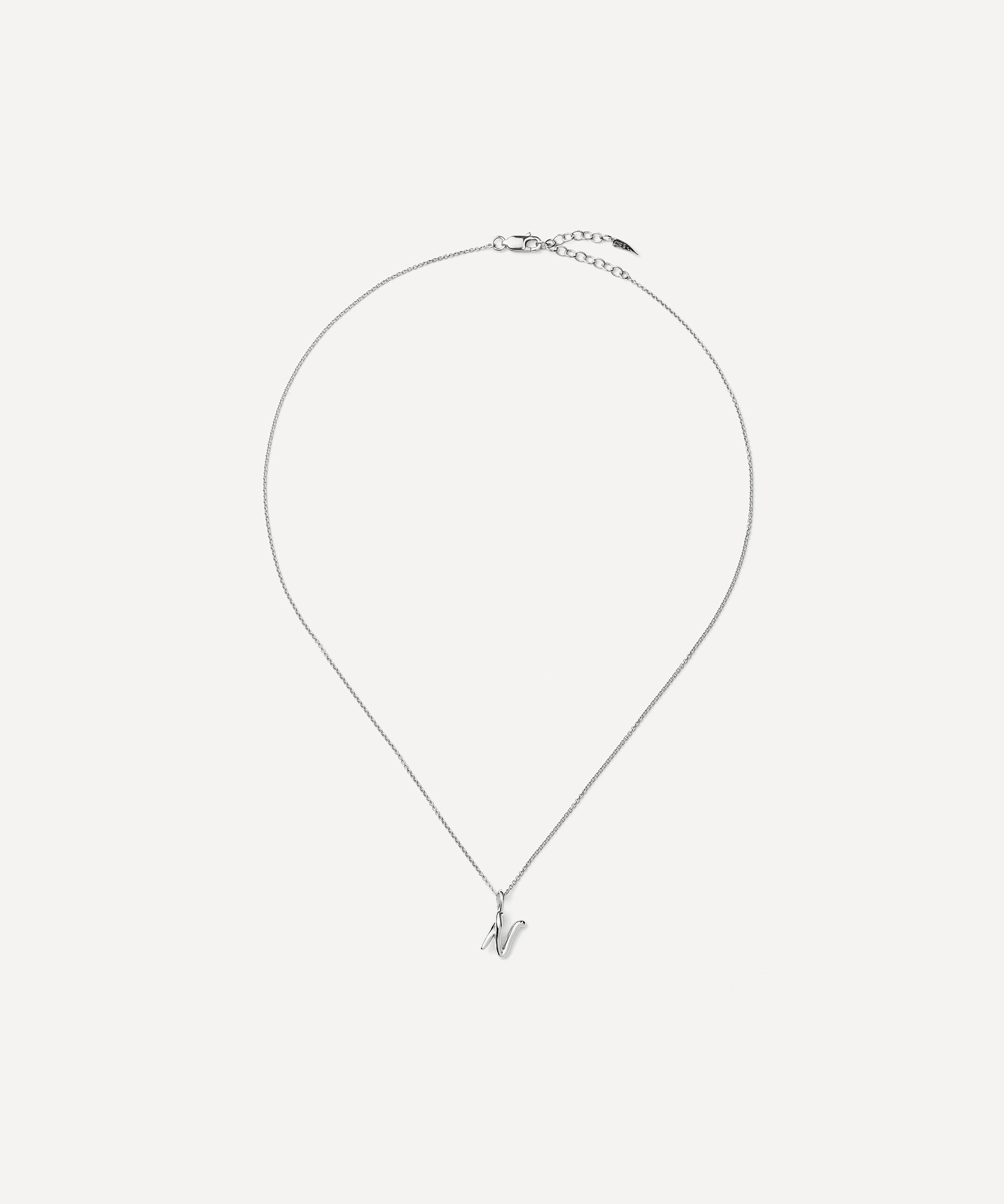 Missoma - Sterling Silver Curly Molten Mini N Initial Pendant Necklace image number 2