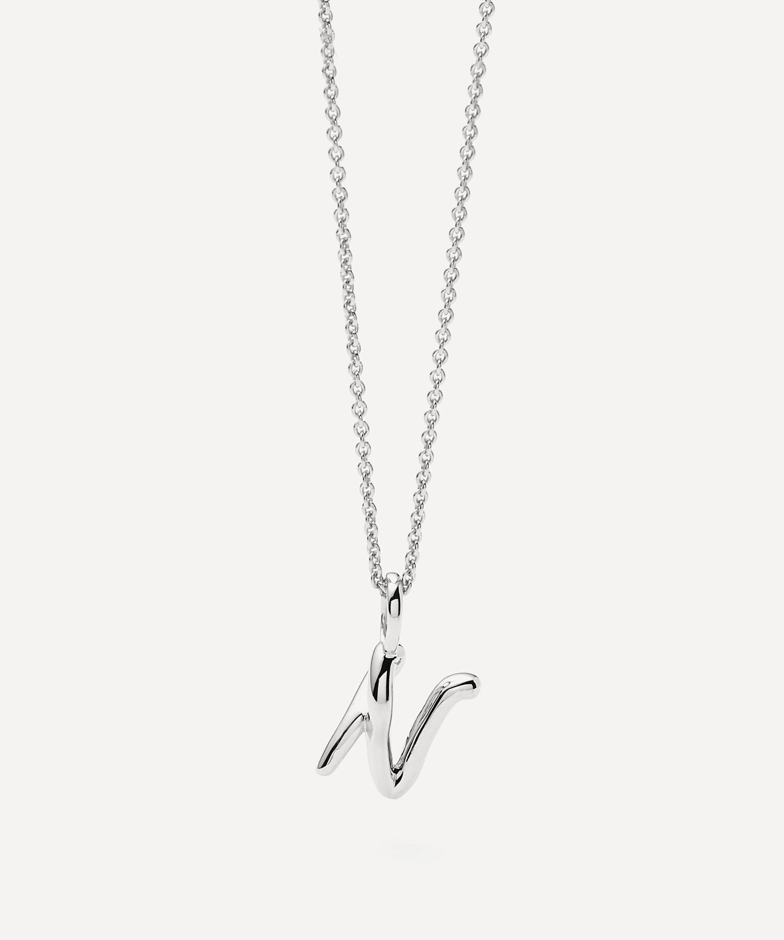 Missoma - Sterling Silver Curly Molten Mini N Initial Pendant Necklace image number 3