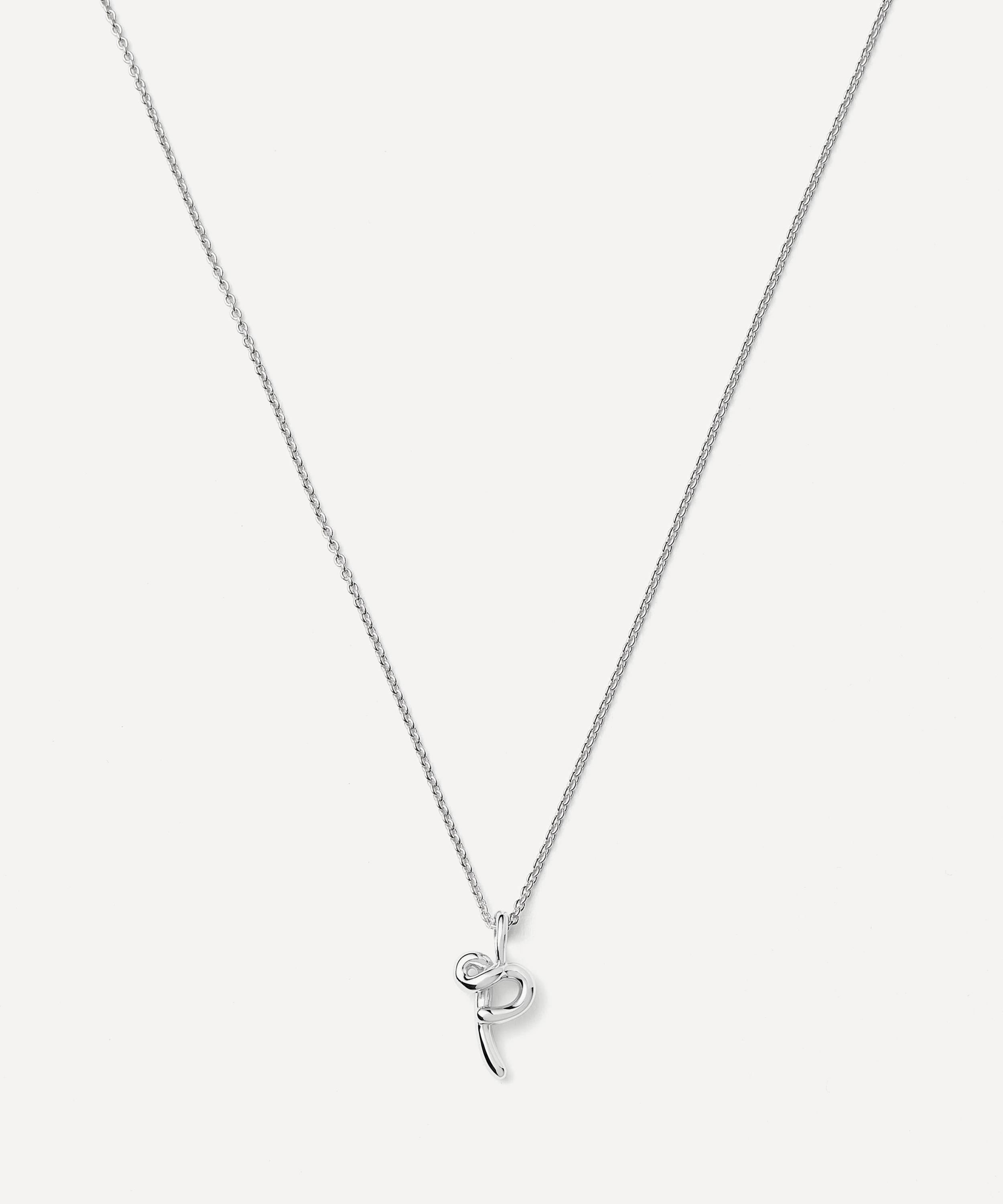Missoma - Sterling Silver Curly Molten Mini P Initial Pendant Necklace image number 0