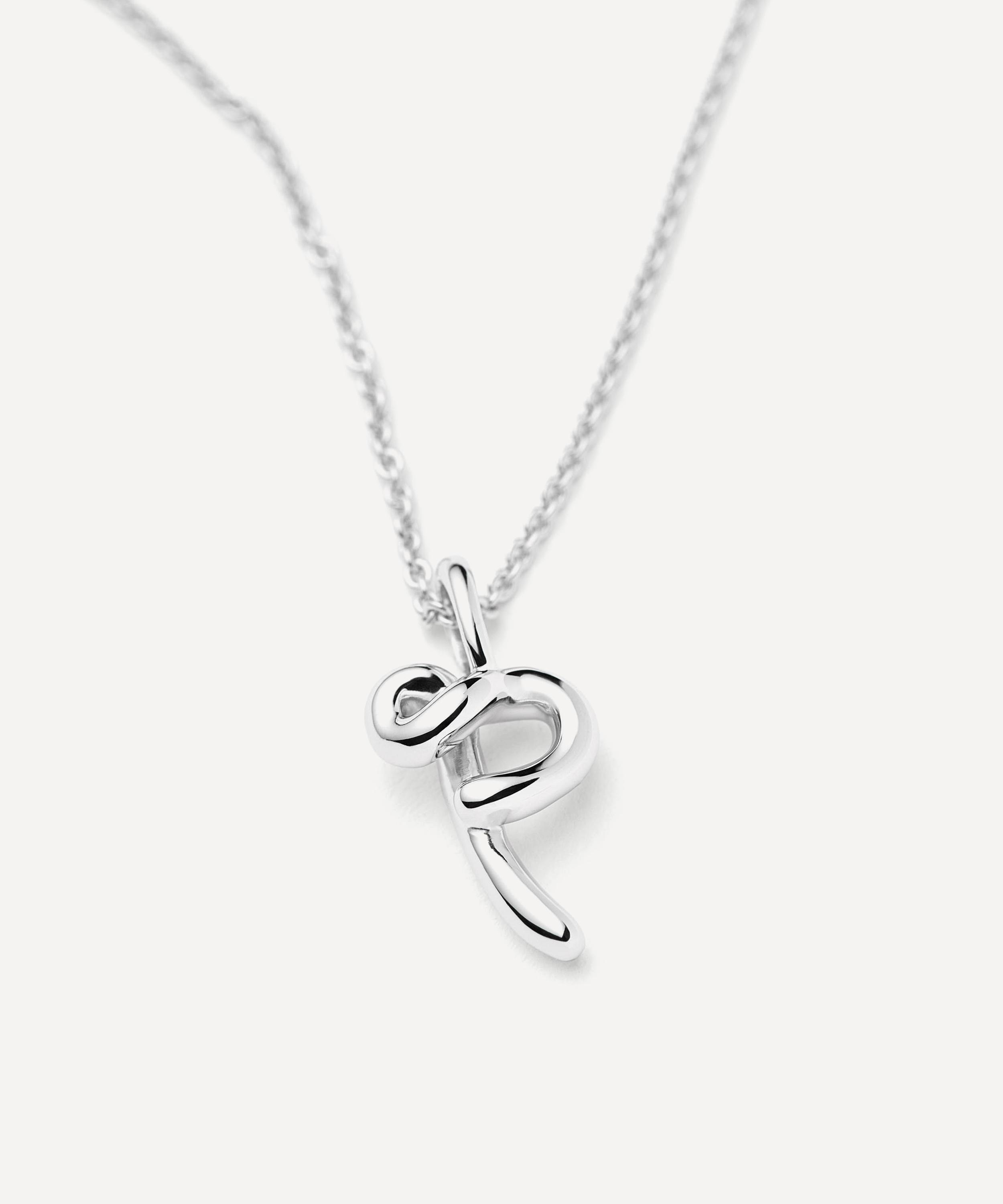 Missoma - Sterling Silver Curly Molten Mini P Initial Pendant Necklace image number 1