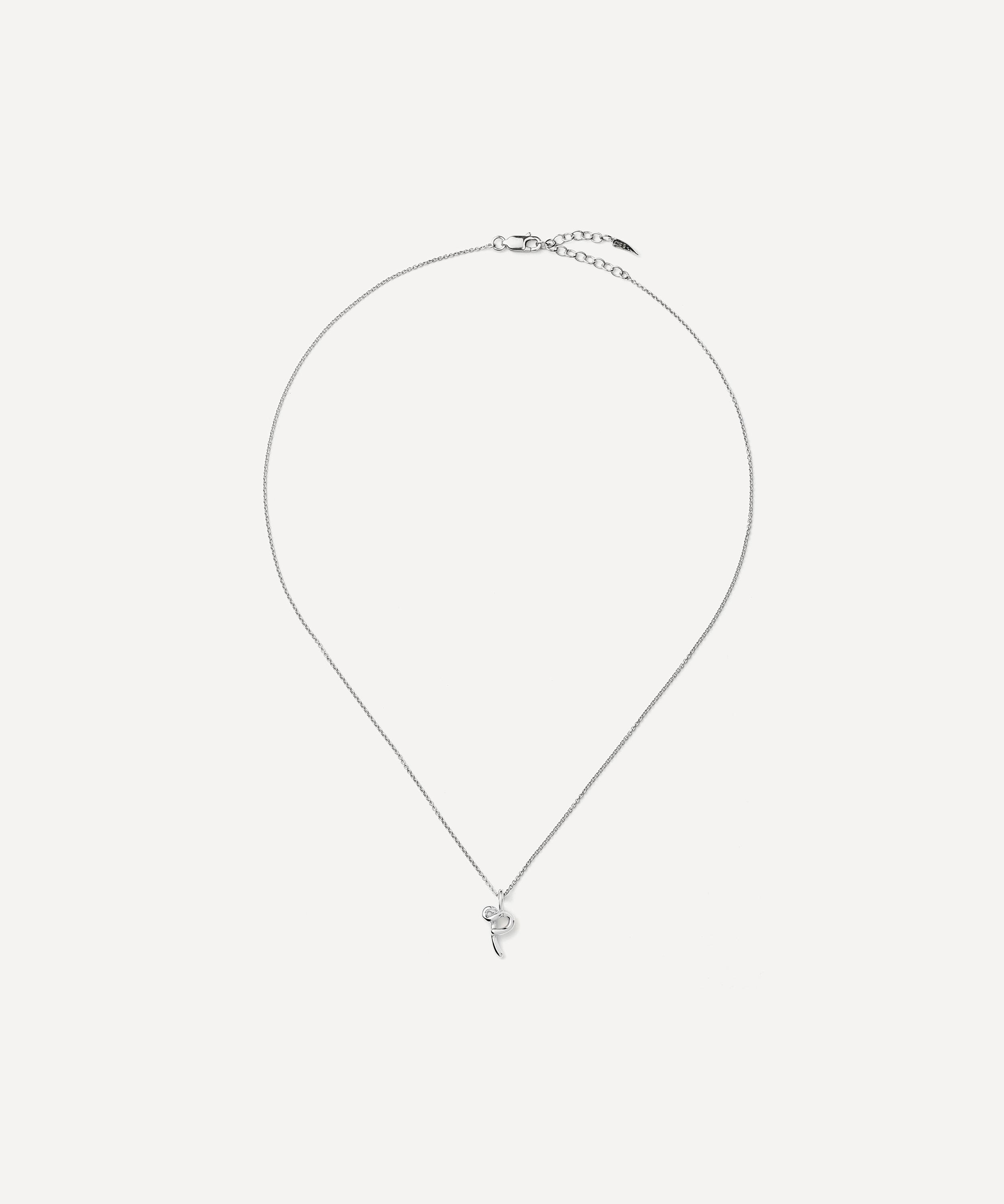 Missoma - Sterling Silver Curly Molten Mini P Initial Pendant Necklace image number 2