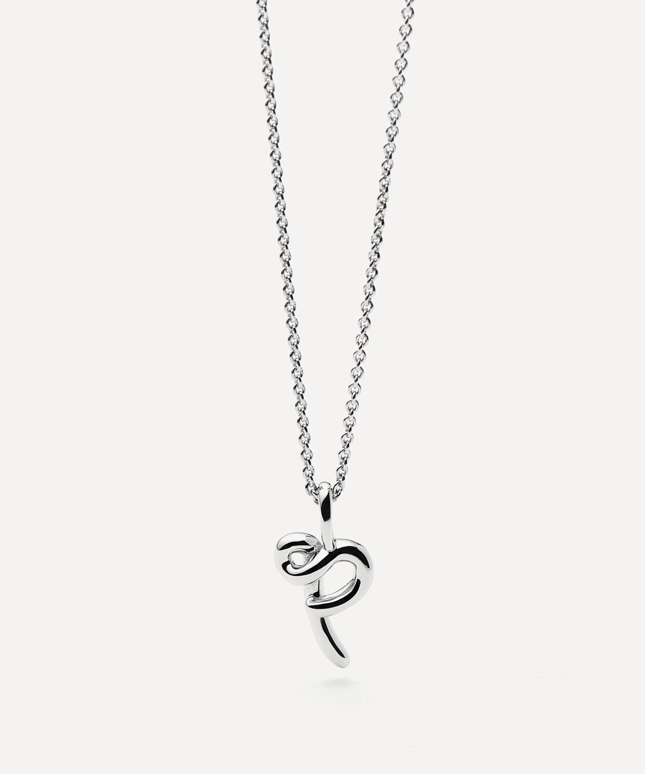 Missoma Sterling Silver Curly Molten Mini P Initial Pendant