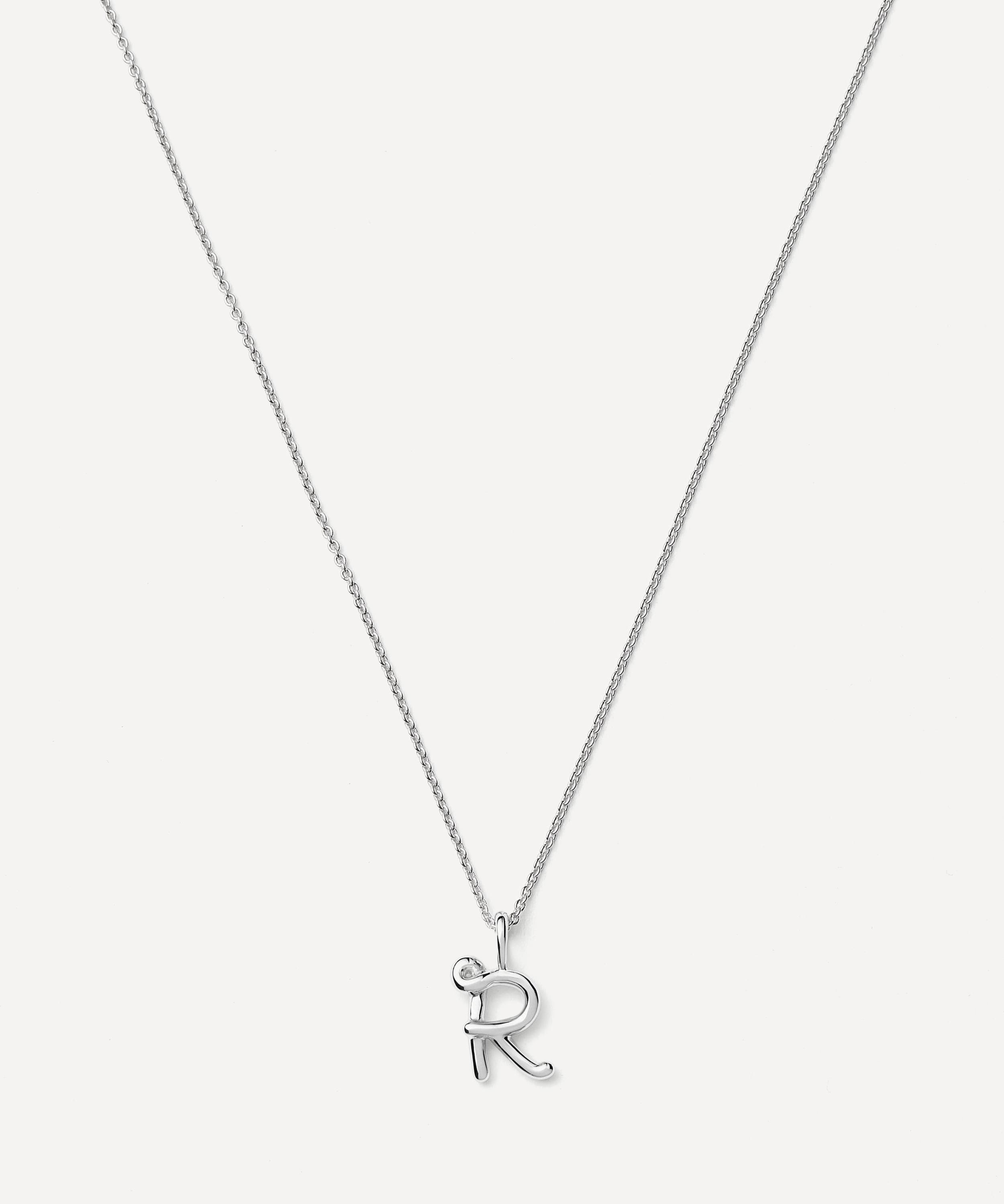 Missoma - Sterling Silver Curly Molten Mini R Initial Pendant Necklace image number 0