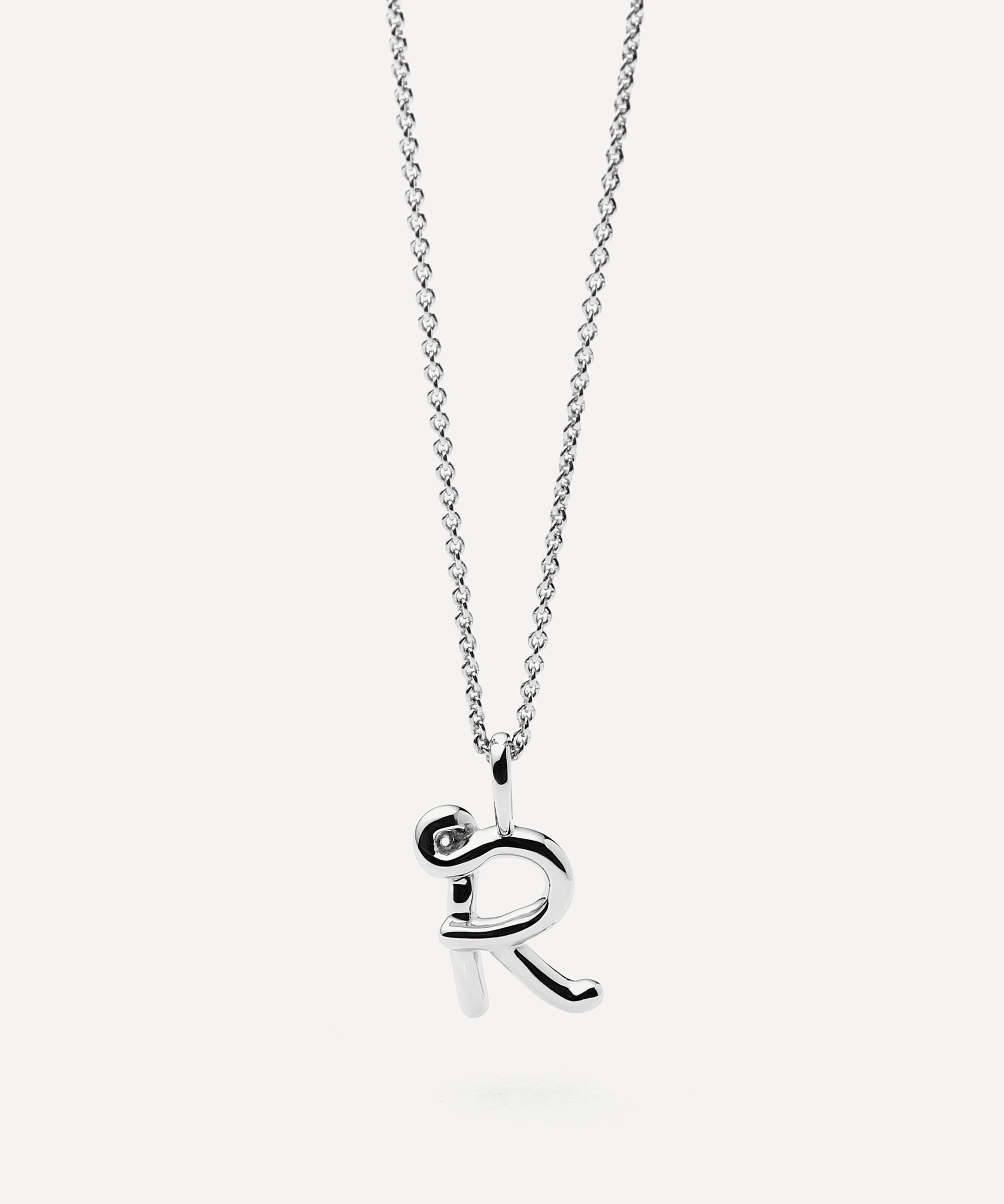 Missoma - Sterling Silver Curly Molten Mini R Initial Pendant Necklace image number 3