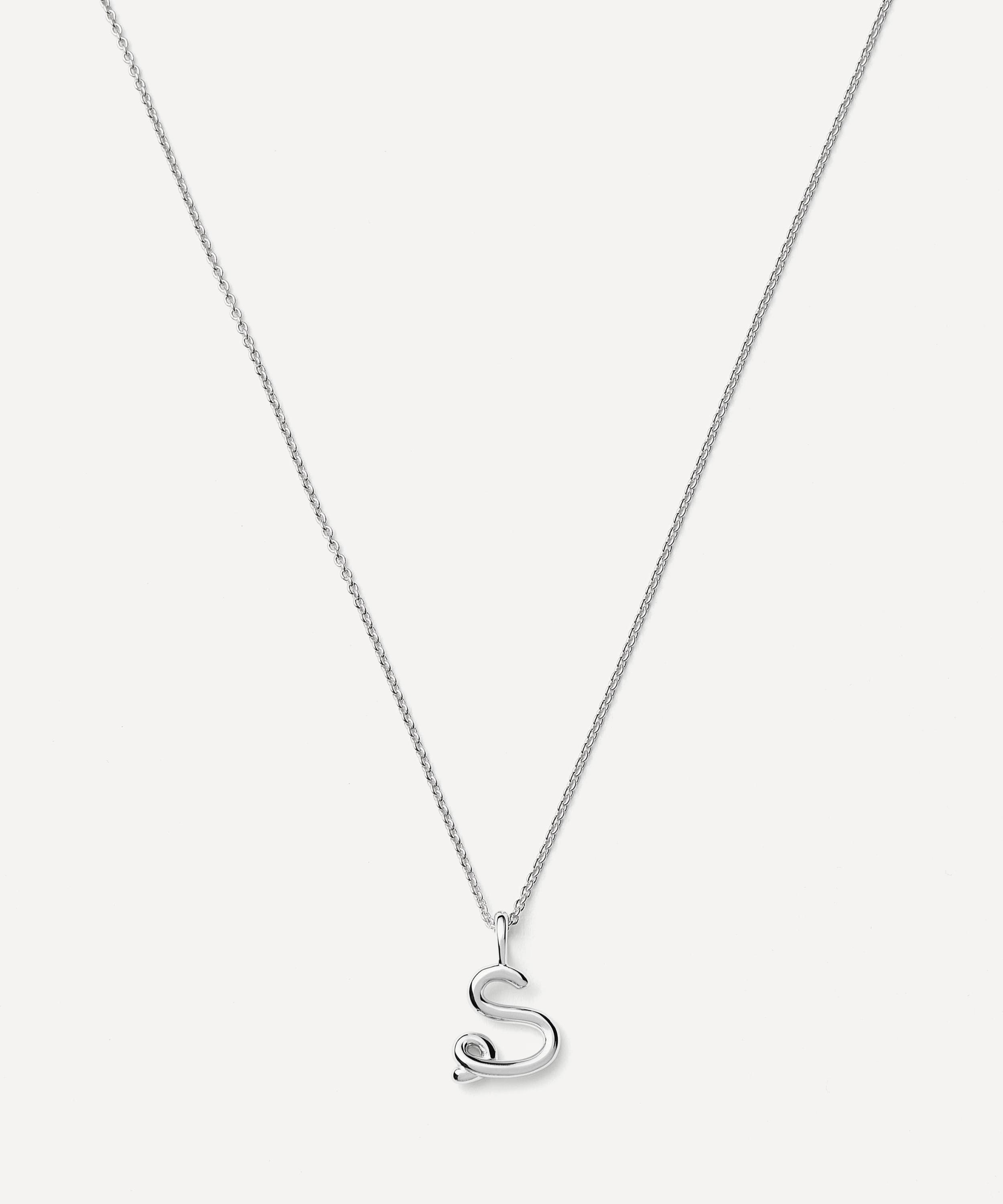 Missoma - Sterling Silver Curly Molten Mini S Initial Pendant Necklace