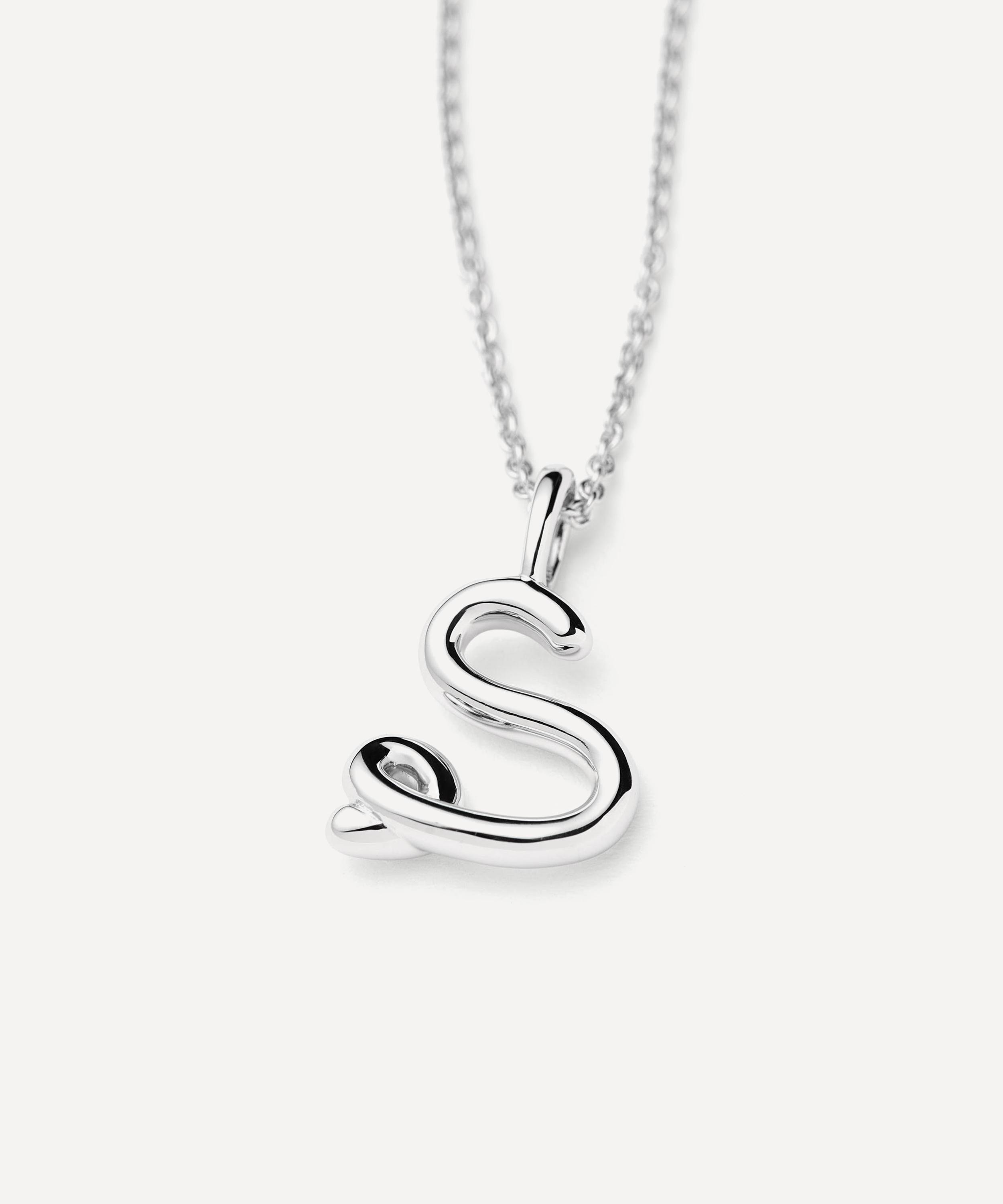 Missoma - Sterling Silver Curly Molten Mini S Initial Pendant Necklace image number 1