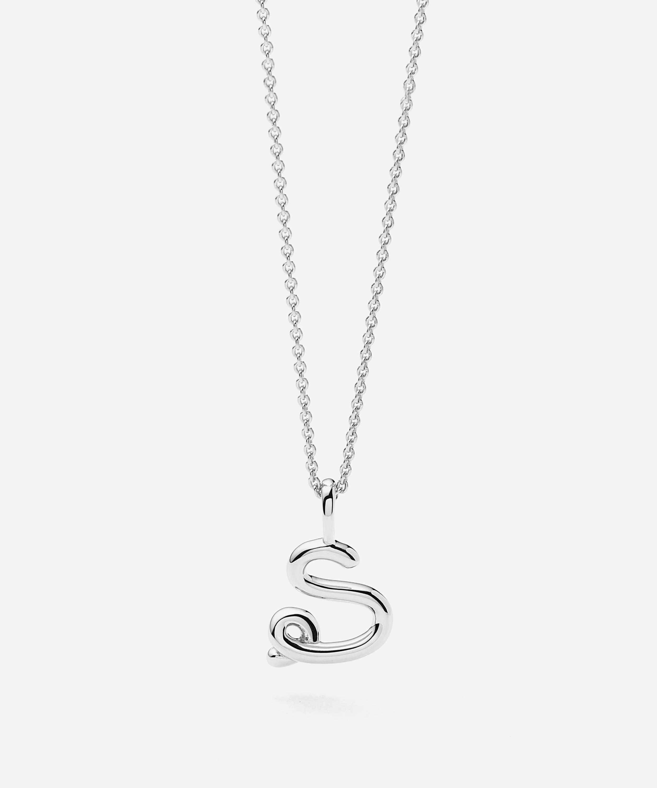 Missoma - Sterling Silver Curly Molten Mini S Initial Pendant Necklace image number 3
