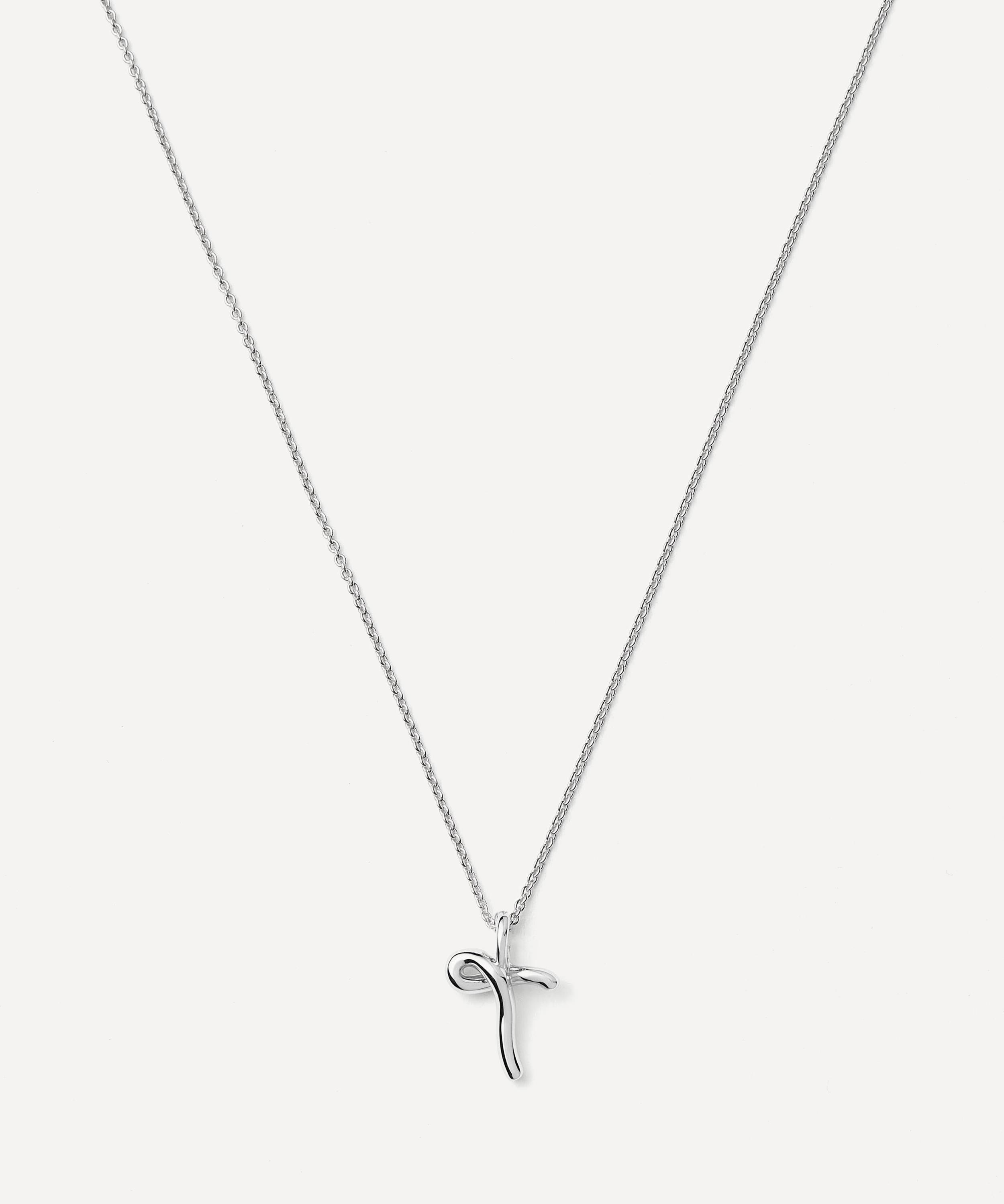 Missoma - Sterling Silver Curly Molten Mini T Initial Pendant Necklace image number 0