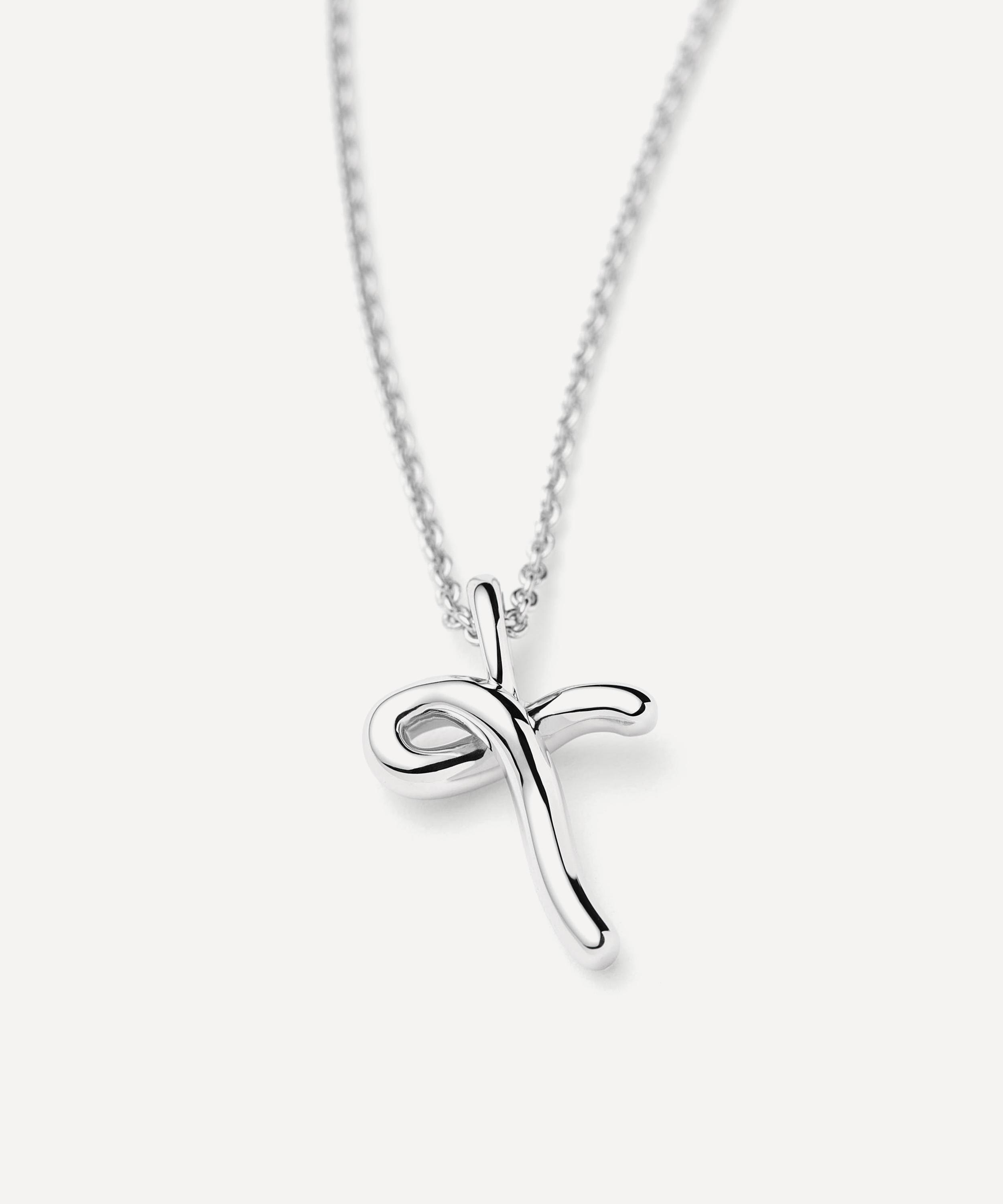 Missoma - Sterling Silver Curly Molten Mini T Initial Pendant Necklace image number 1