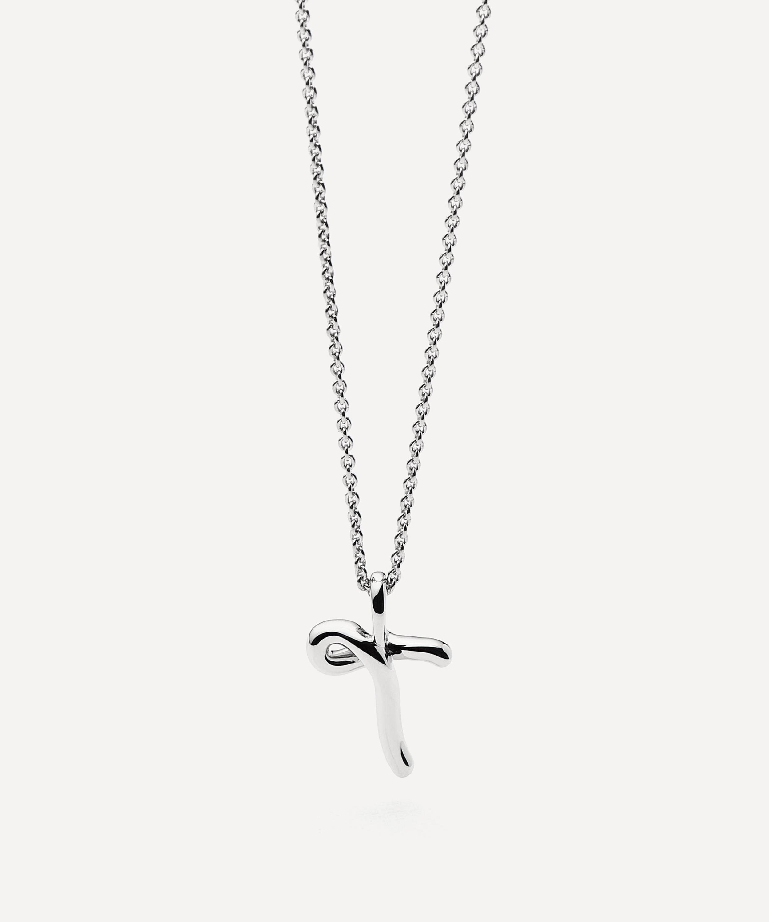 Missoma - Sterling Silver Curly Molten Mini T Initial Pendant Necklace image number 3