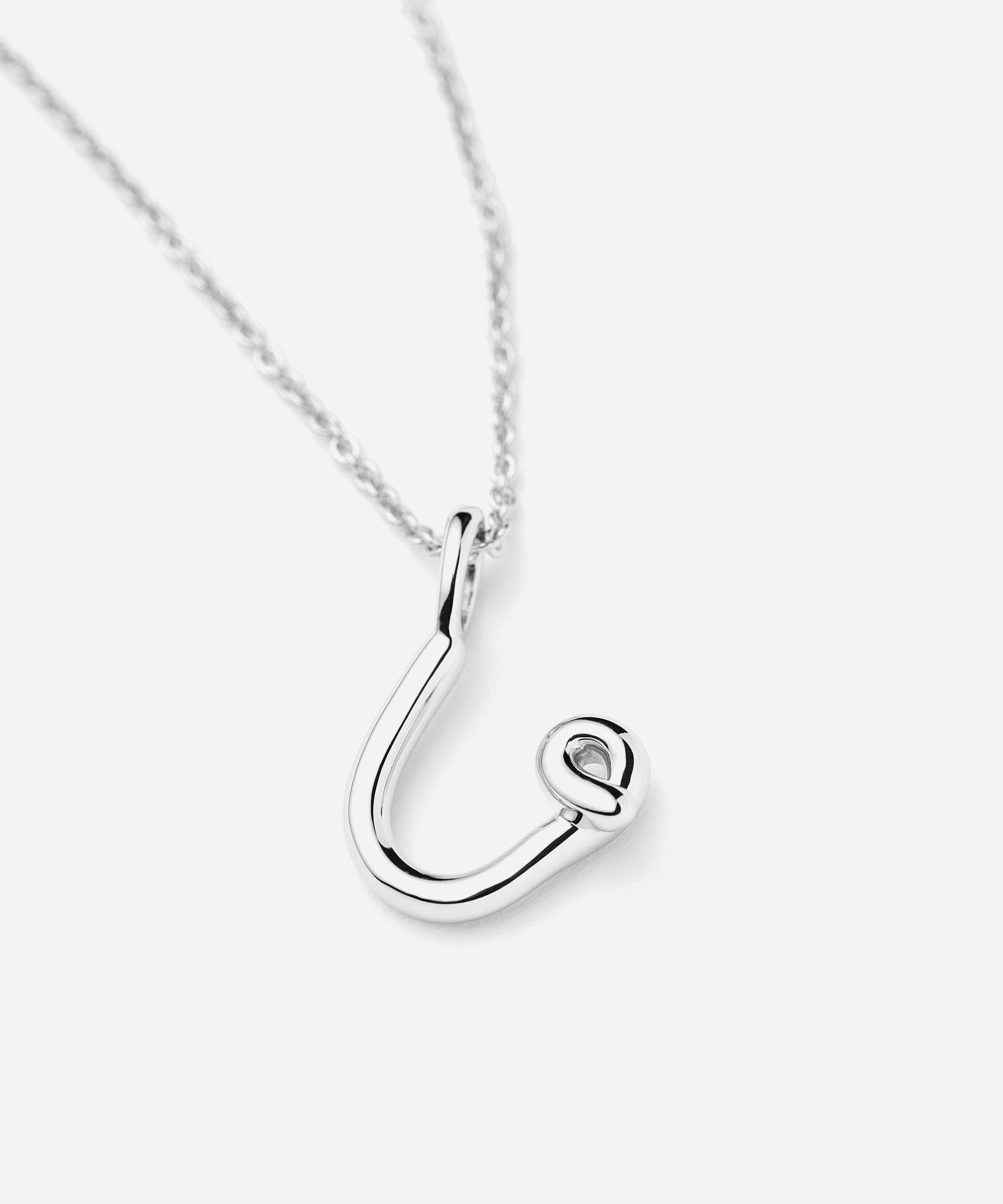 Missoma - Sterling Silver Curly Molten Mini U Initial Pendant Necklace image number 1