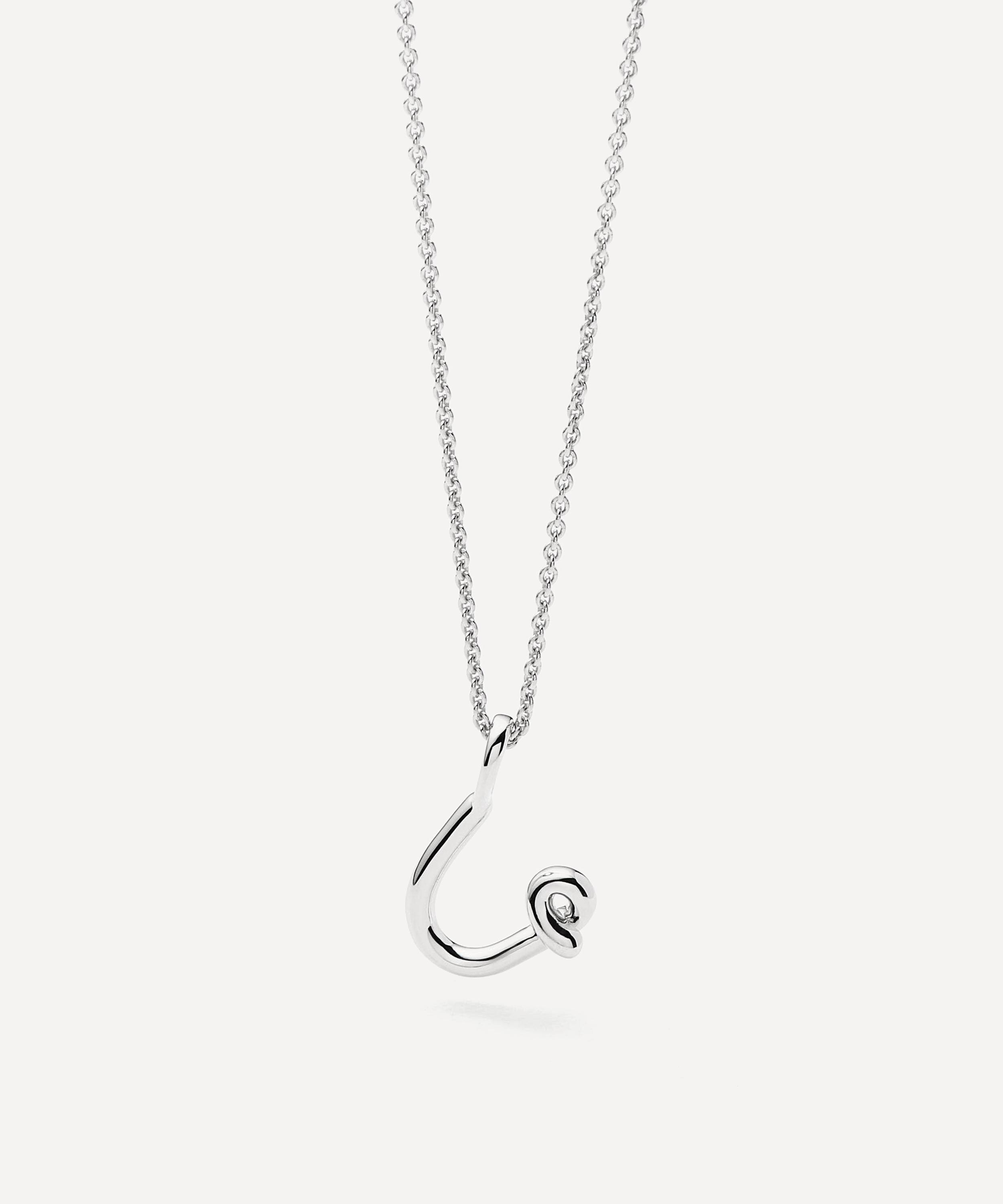 Missoma - Sterling Silver Curly Molten Mini U Initial Pendant Necklace image number 3