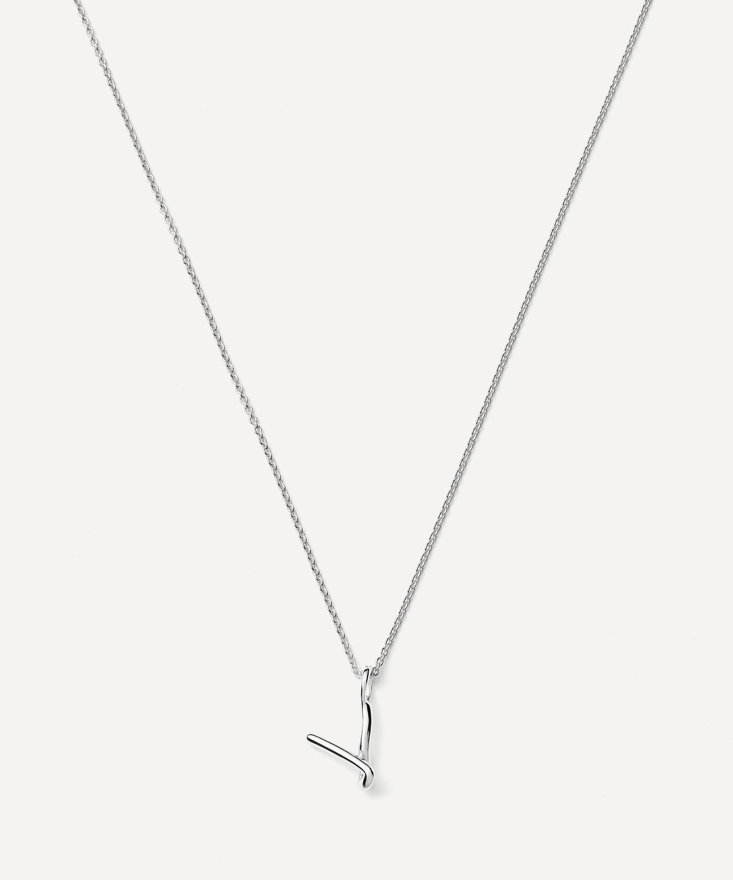 Missoma - Sterling Silver Curly Molten Mini V Initial Pendant Necklace image number 0